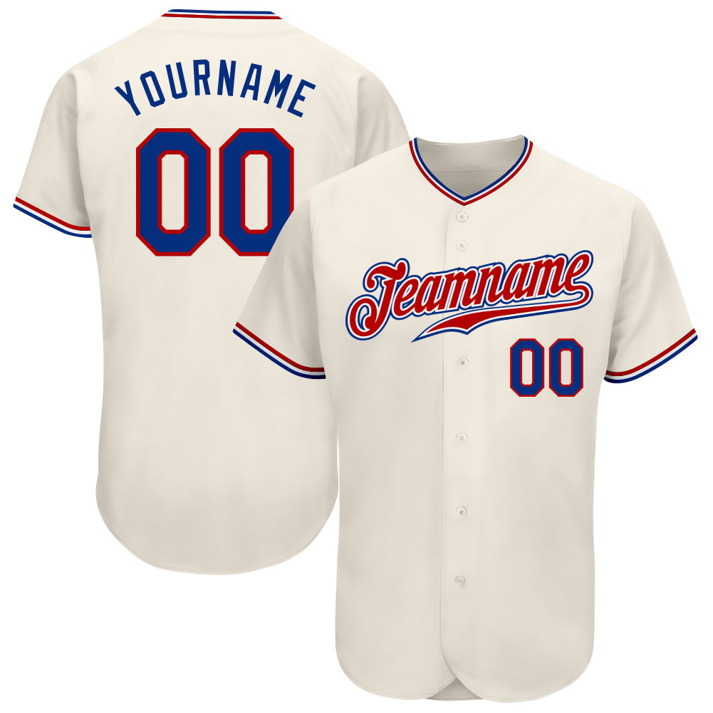 Custom Cream Royal-Red Authentic Baseball Jersey baseball jersey product view 1