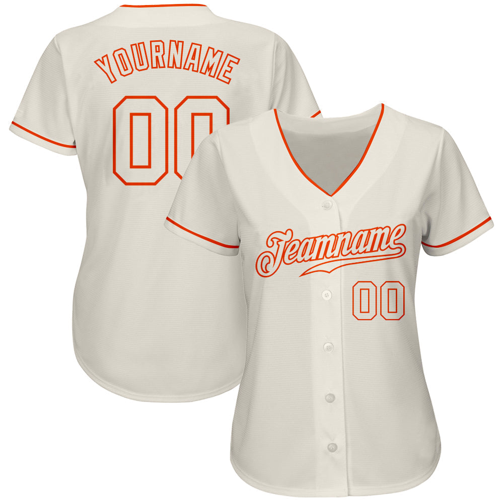 Custom Cream Cream-Orange Authentic Baseball Jersey baseball jersey product view 2