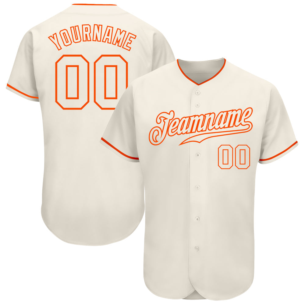 Custom Cream Cream-Orange Authentic Baseball Jersey baseball jersey product view 1