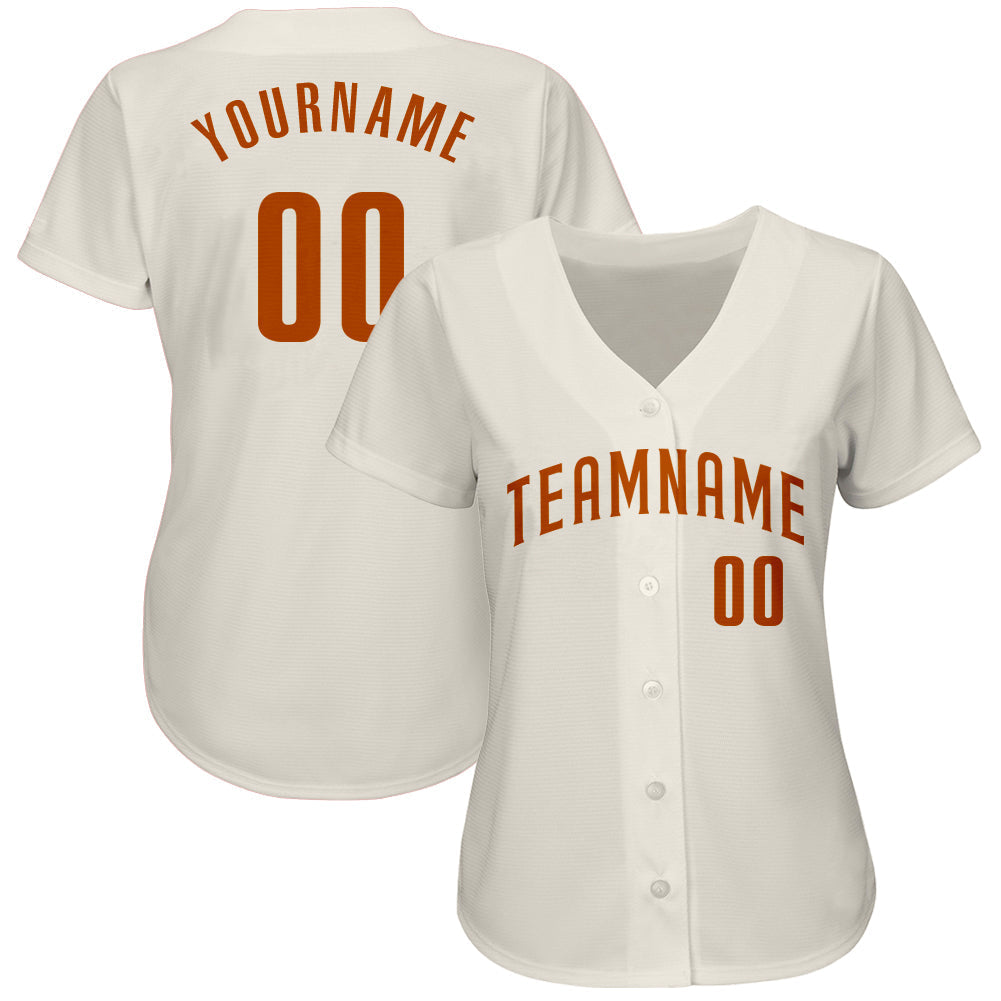 Custom Cream Texas Orange Authentic Baseball Jersey baseball jersey product view 2