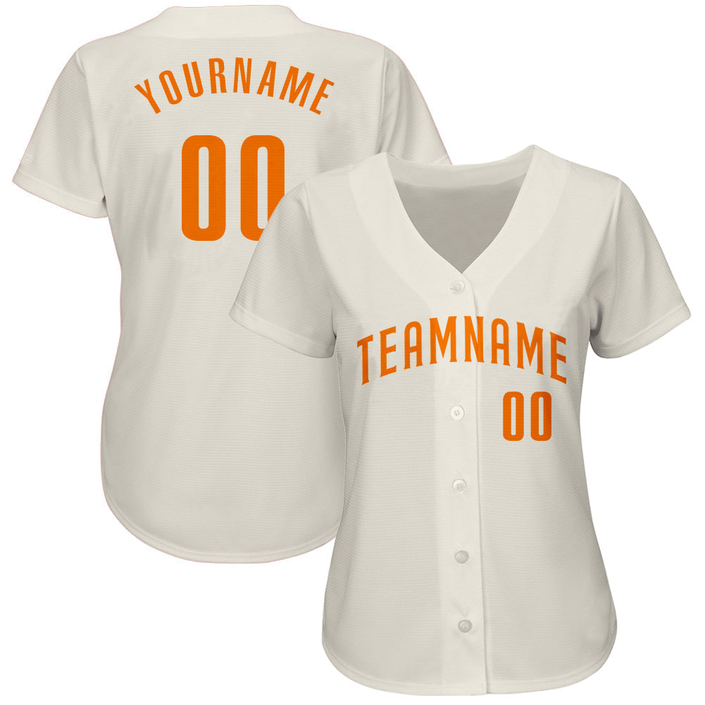 Custom Cream Bay Orange Authentic Baseball Jersey baseball jersey product view 2