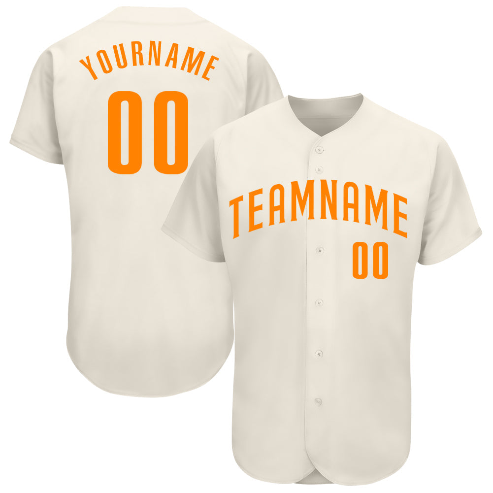 Custom Cream Bay Orange Authentic Baseball Jersey baseball jersey product view 1