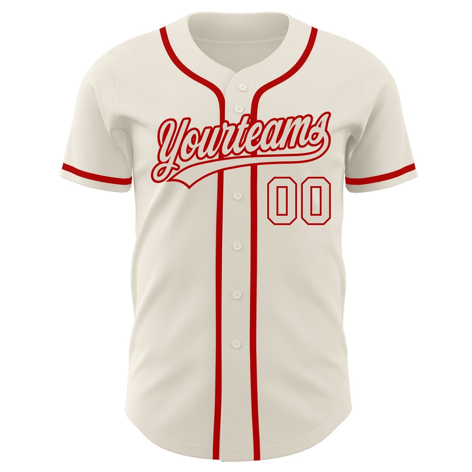Custom Cream Cream-Red Authentic Baseball Jersey baseball jersey product view 2