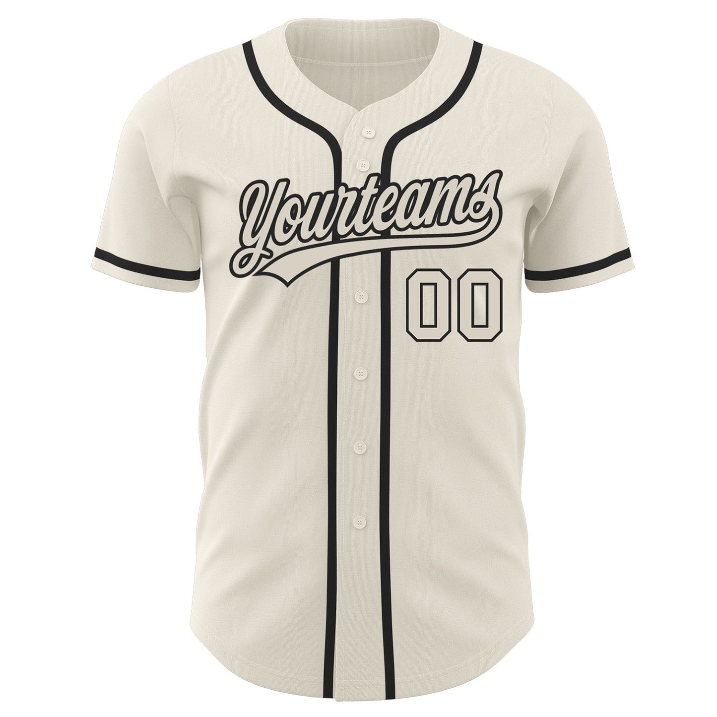 Custom Cream Cream-Black Authentic Baseball Jersey baseball jersey product view 2
