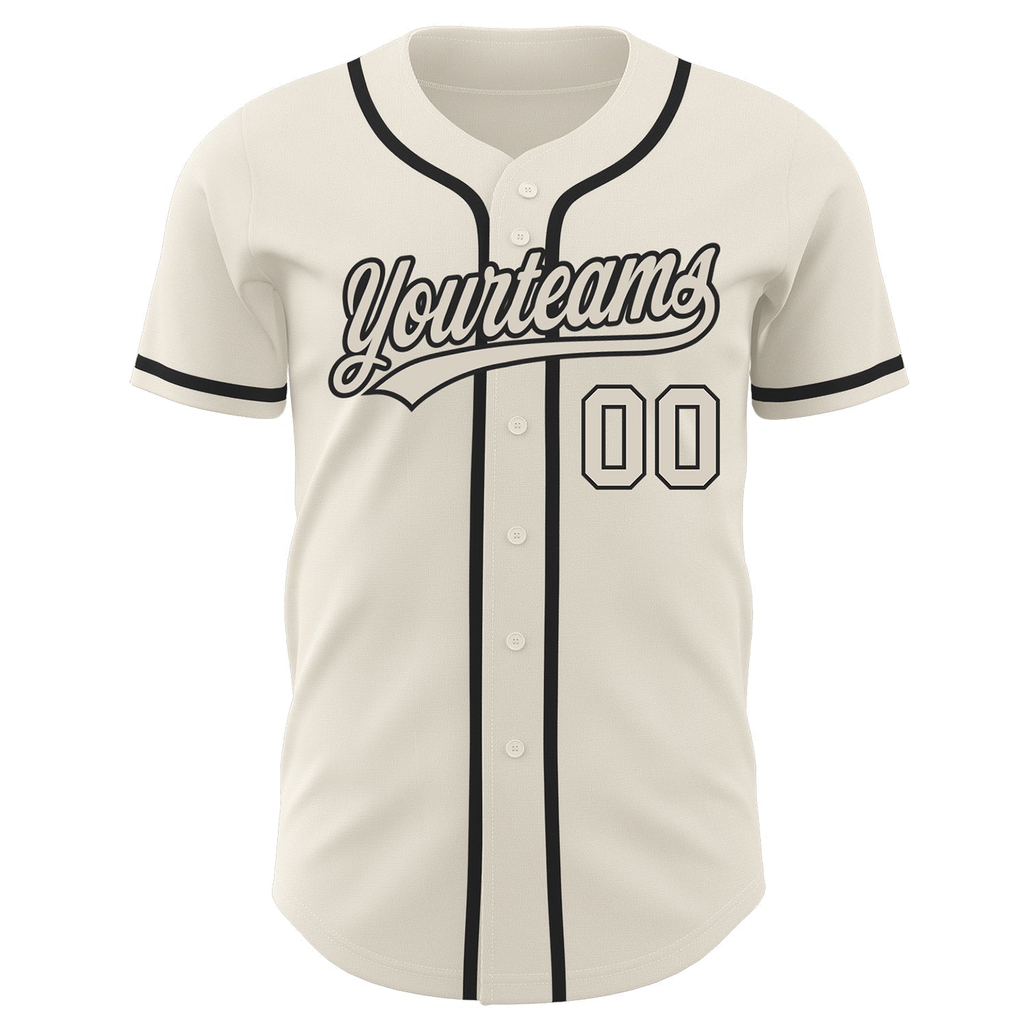 Custom Cream Cream-Black Authentic Baseball Jersey baseball jersey product view 2