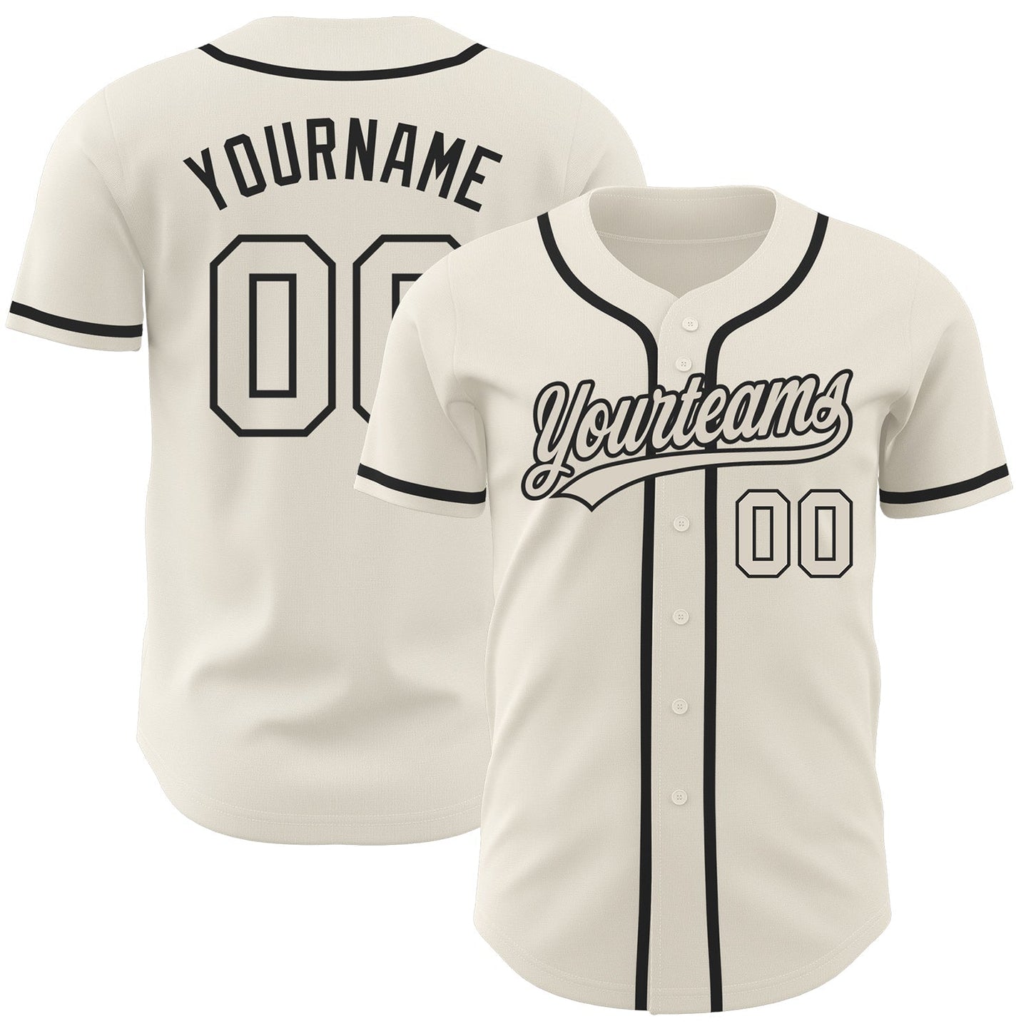 Custom Cream Cream-Black Authentic Baseball Jersey baseball jersey product view 1