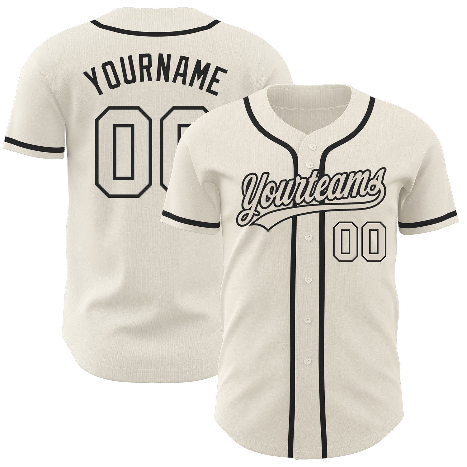 Custom Cream Cream-Black Authentic Baseball Jersey baseball jersey product view 1