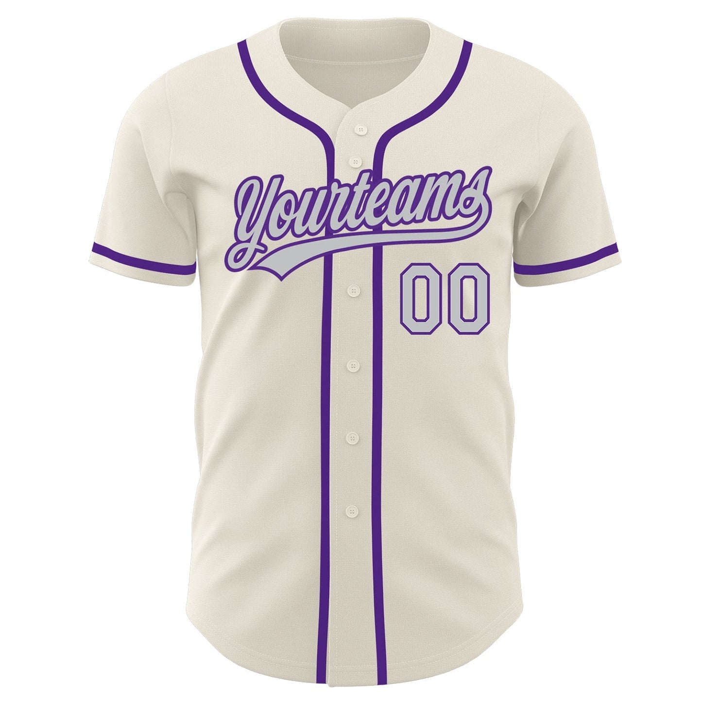 Custom Cream Gray-Purple Authentic Baseball Jersey baseball jersey product view 2