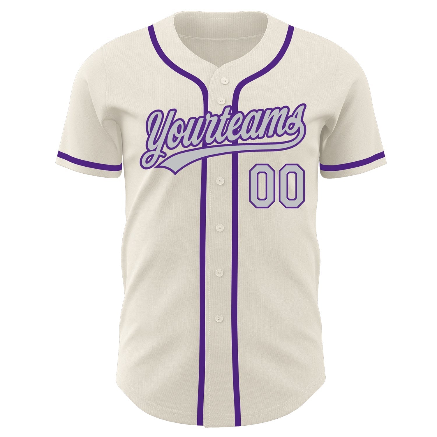 Custom Cream Gray-Purple Authentic Baseball Jersey baseball jersey product view 2
