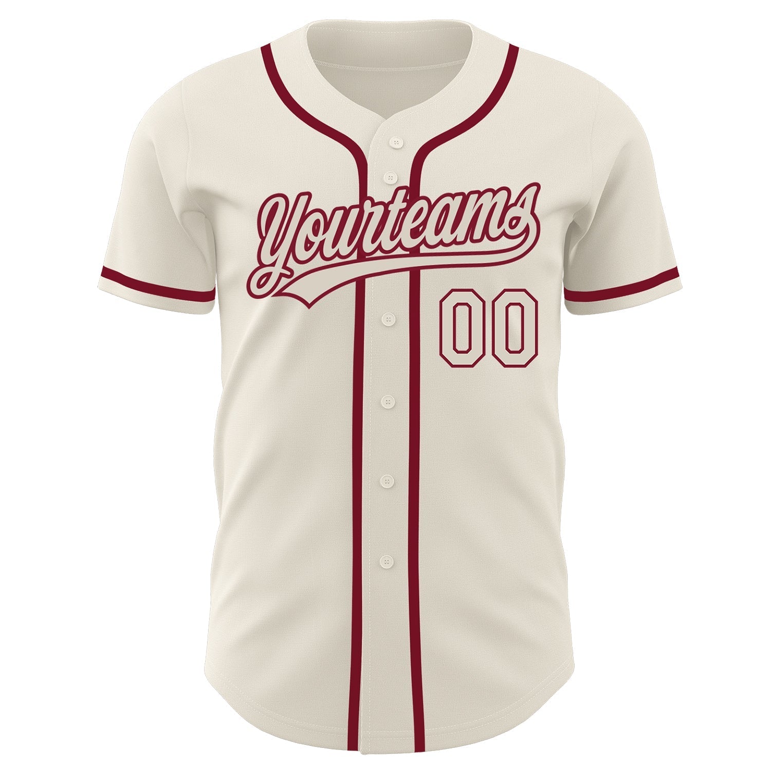 Custom Cream Cream-Crimson Authentic Baseball Jersey baseball jersey product view 2