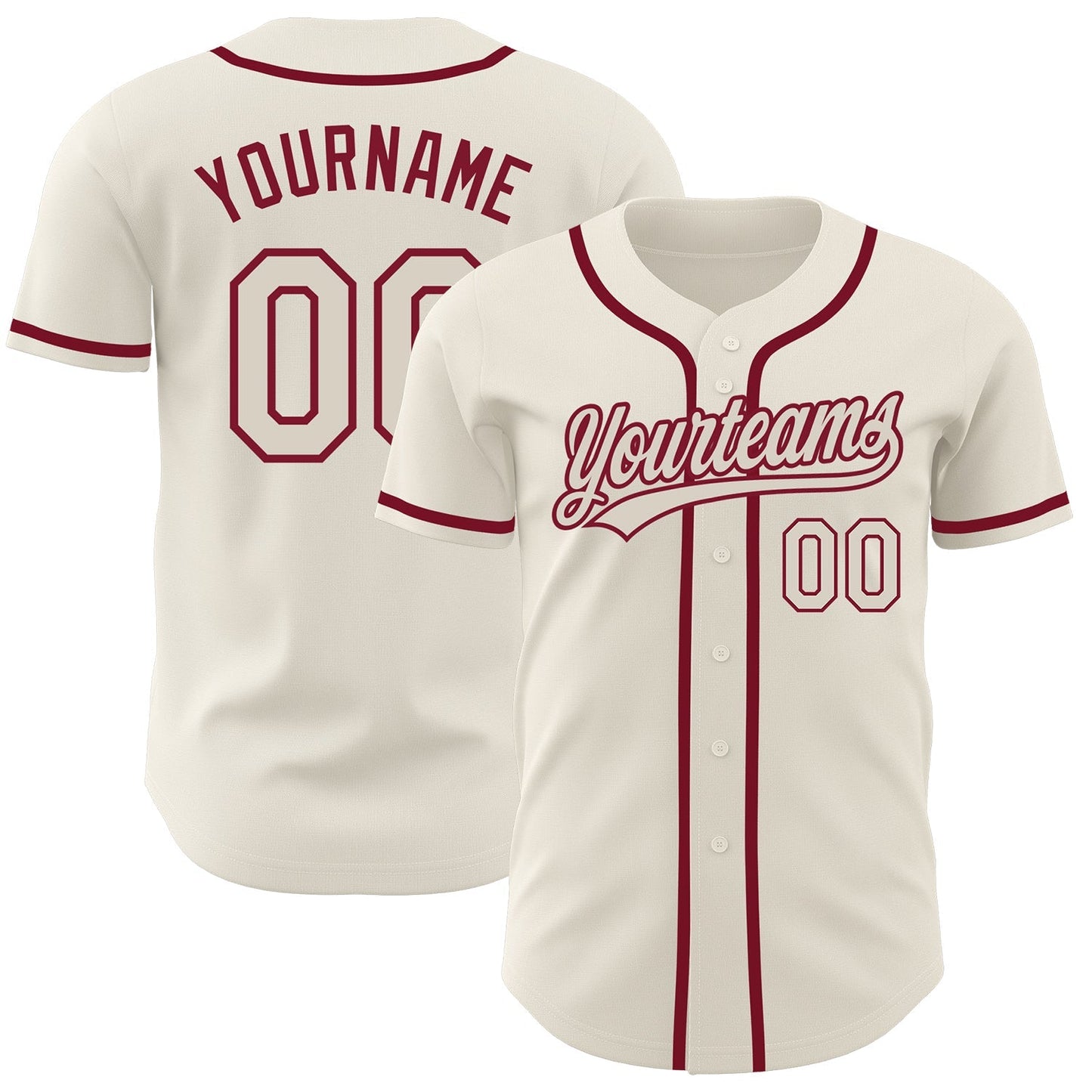 Custom Cream Cream-Crimson Authentic Baseball Jersey baseball jersey product view 1