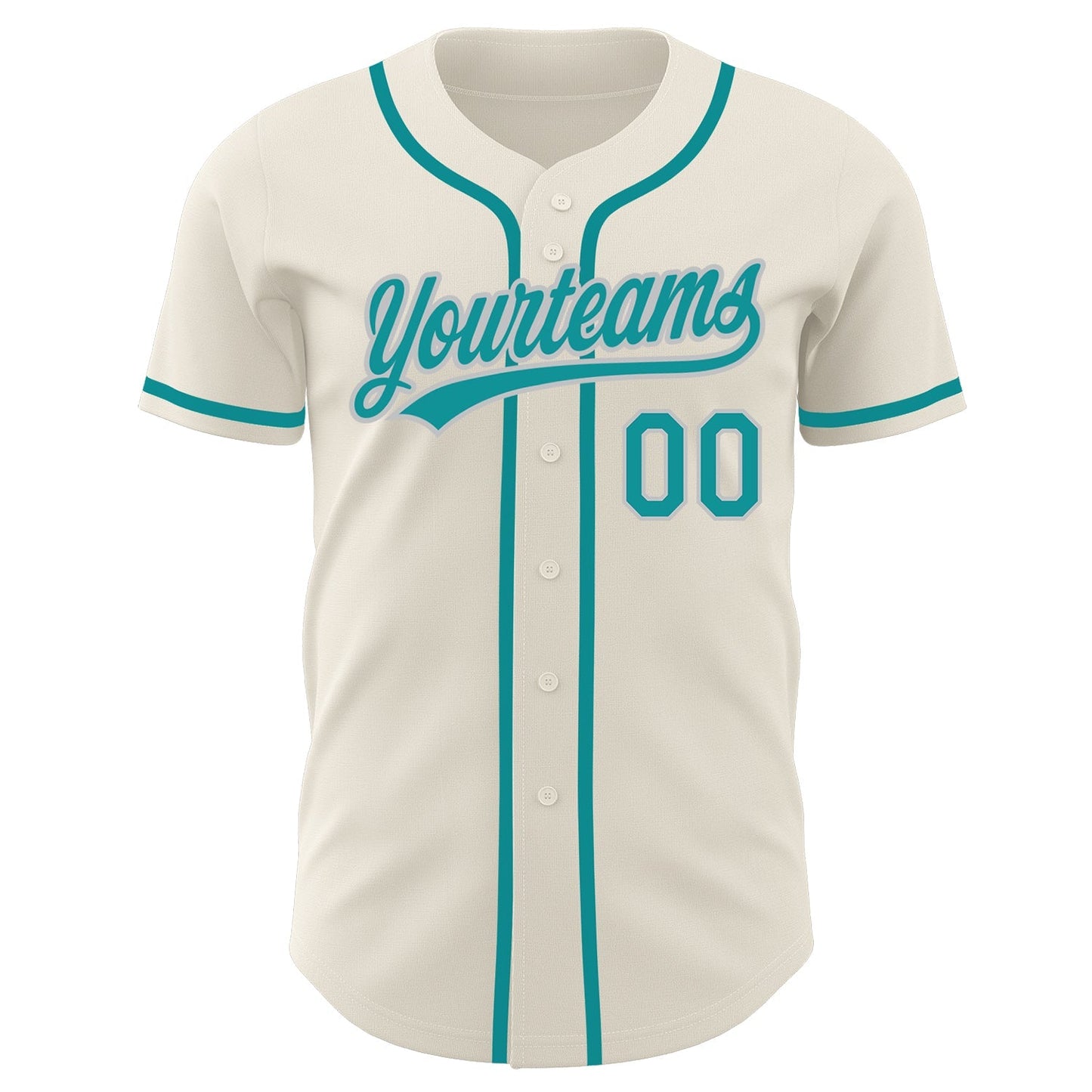Custom Cream Teal-Gray Authentic Baseball Jersey baseball jersey product view 2