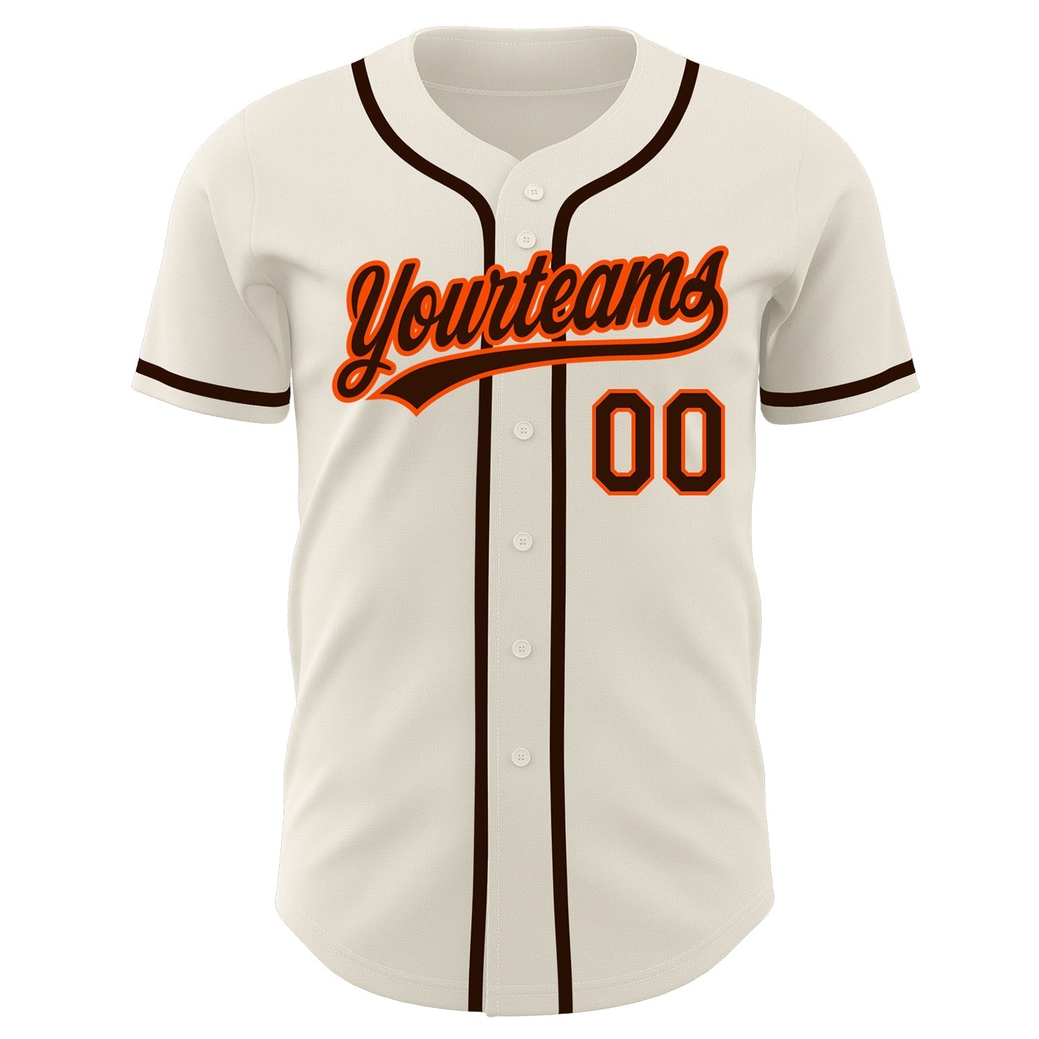 Custom Cream Brown-Orange Authentic Baseball Jersey baseball jersey product view 2