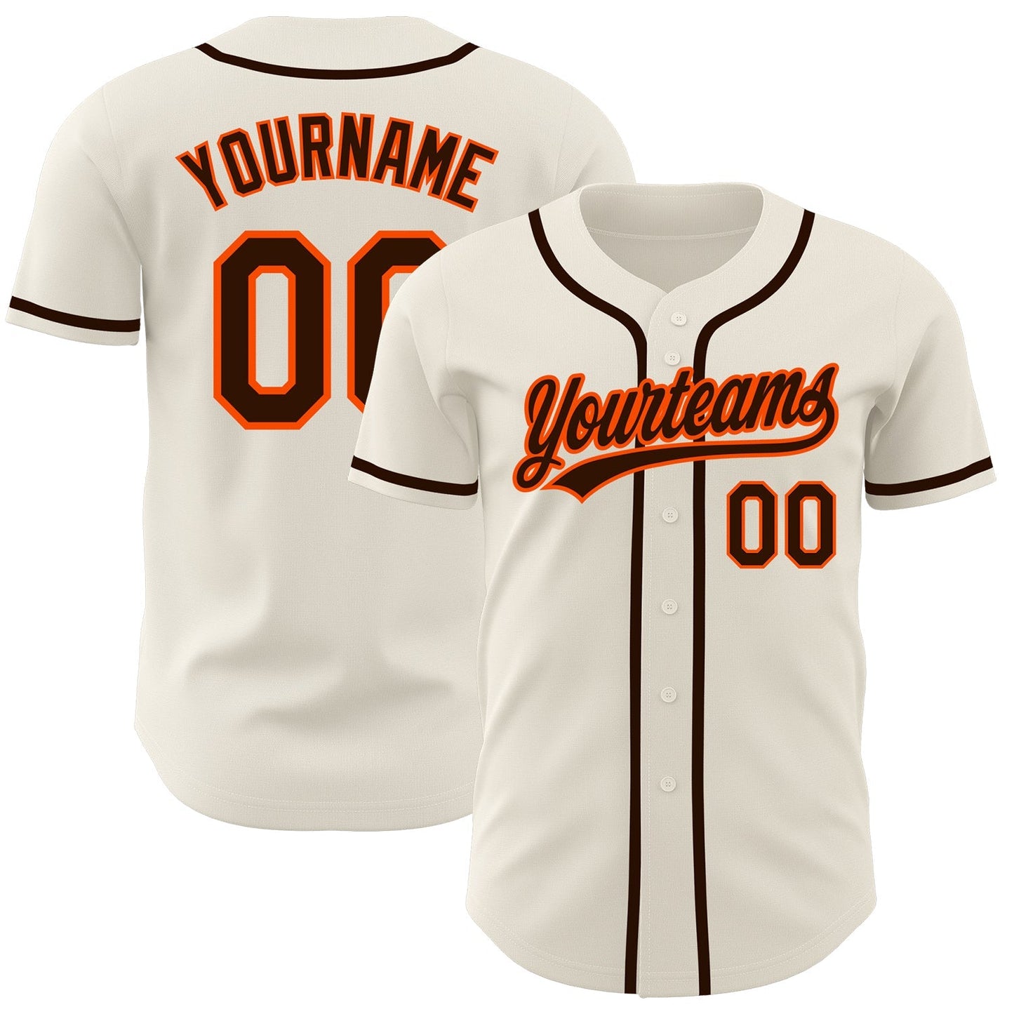 Custom Cream Brown-Orange Authentic Baseball Jersey baseball jersey product view 1