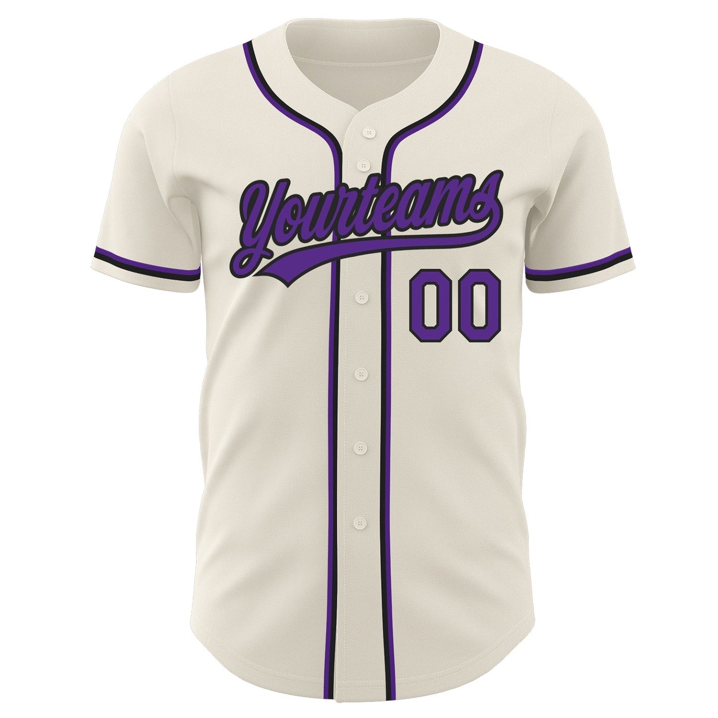 Custom Cream Purple-Black Authentic Baseball Jersey baseball jersey product view 2