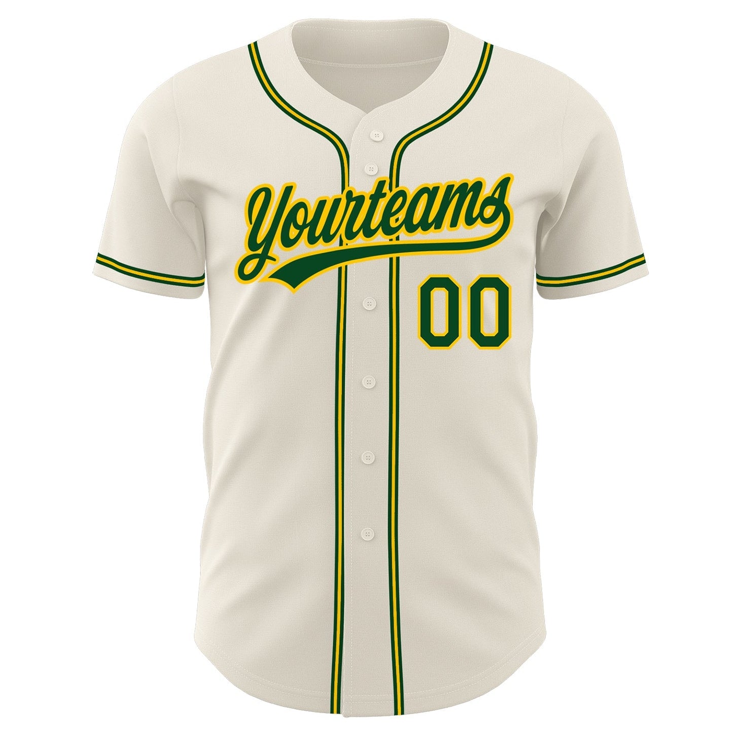 Custom Cream Green-Gold Authentic Baseball Jersey baseball jersey product view 3