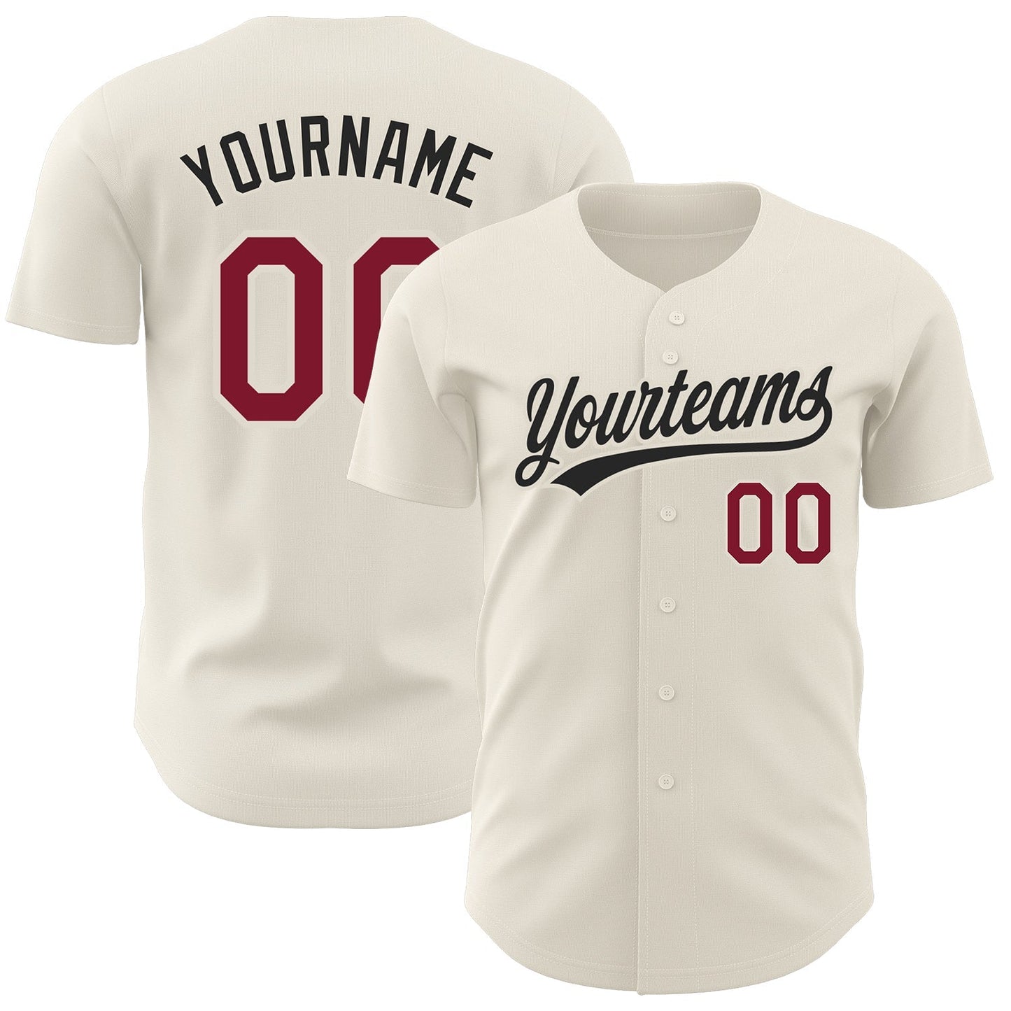Custom Cream Crimson-Black Authentic Baseball Jersey baseball jersey product view 1