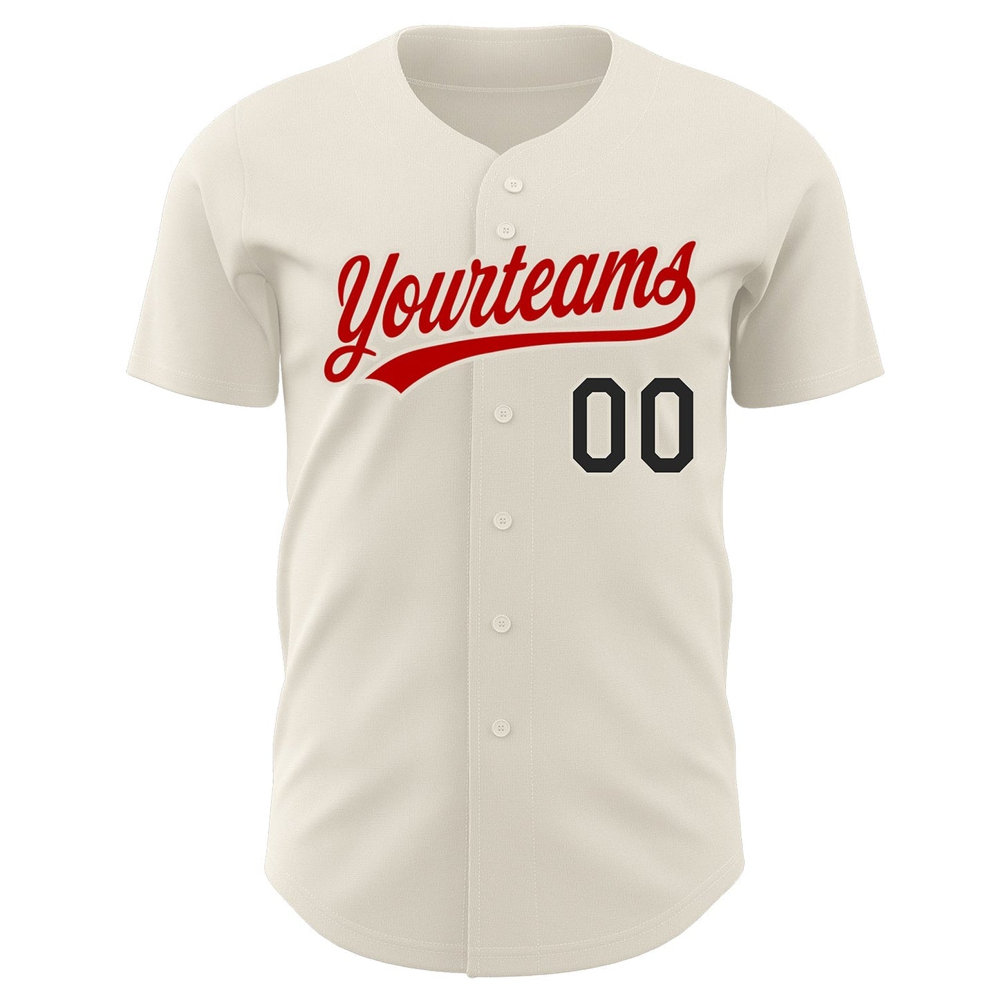 Custom Cream Black-Red Authentic Baseball Jersey baseball jersey product view 2