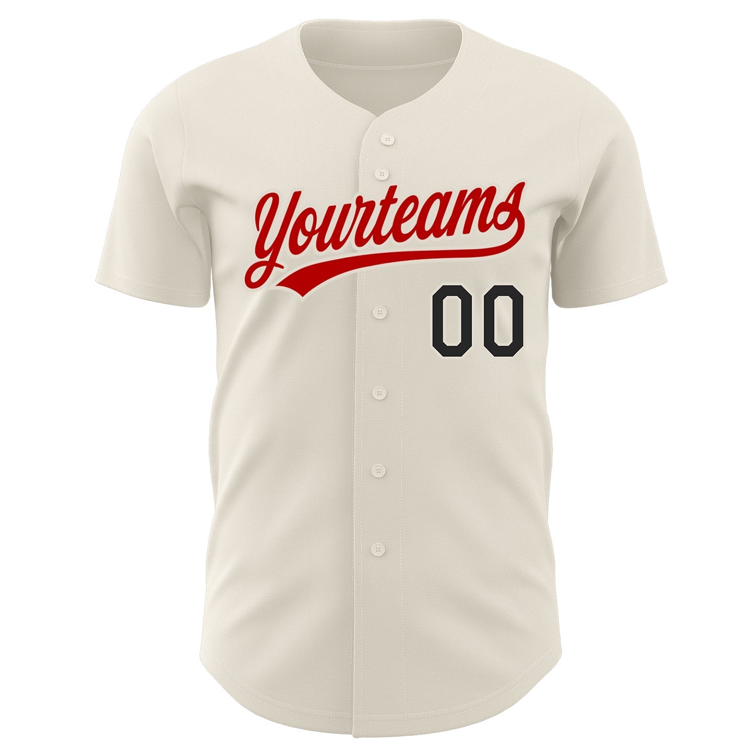 Custom Cream Black-Red Authentic Baseball Jersey baseball jersey product view 2