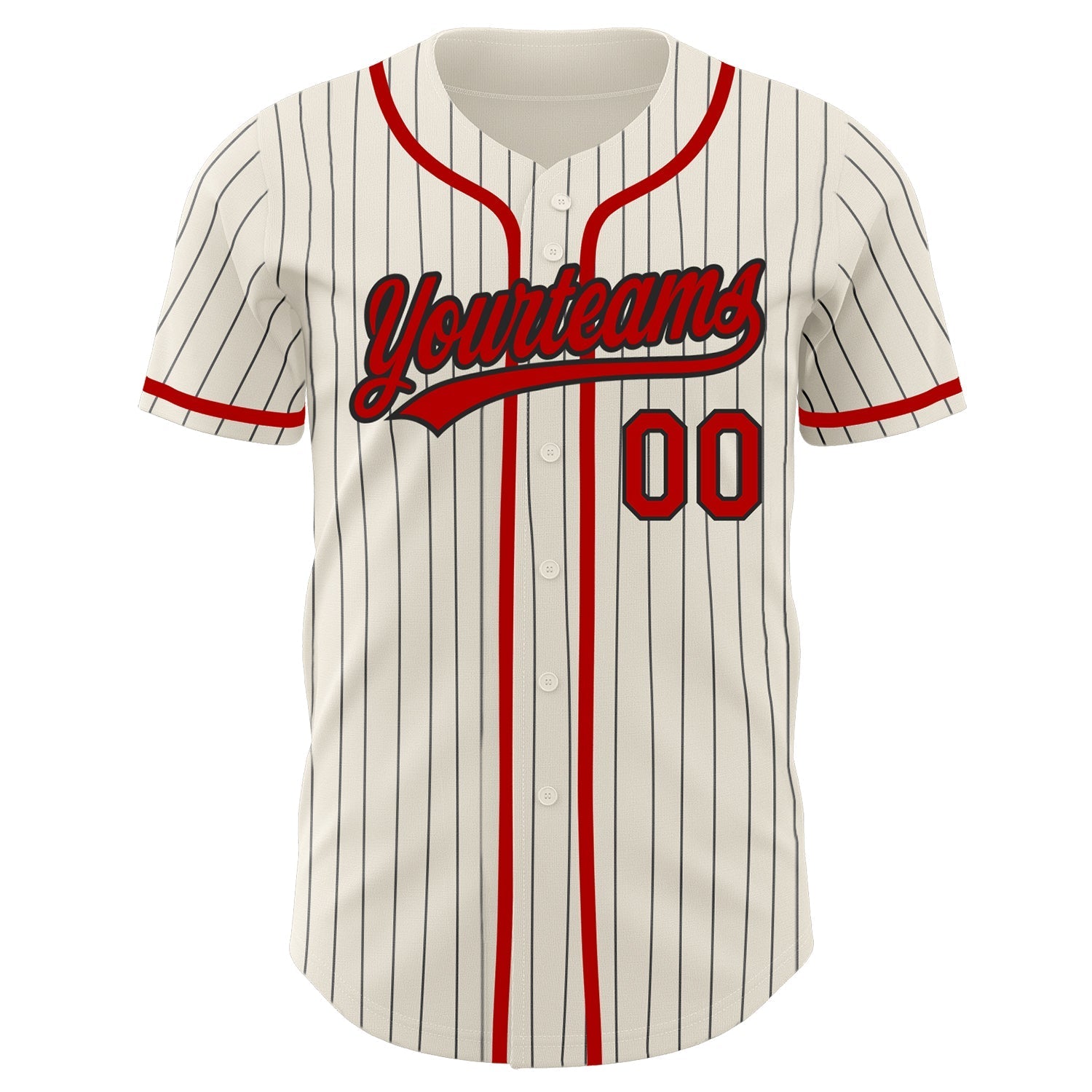 Custom Cream Black Pinstripe Red Authentic Baseball Jersey baseball jersey product view 2