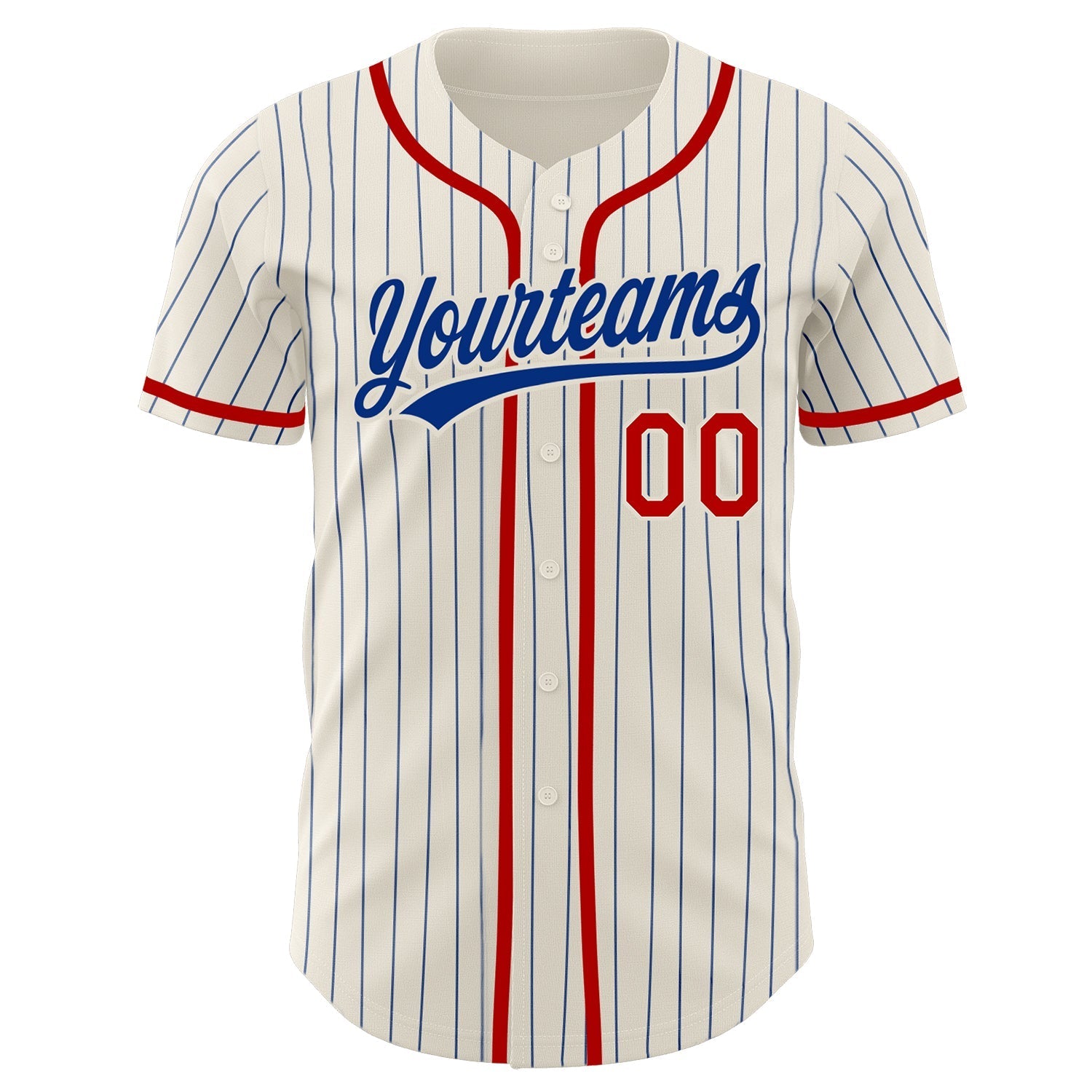Custom Cream Royal Pinstripe Red Authentic Baseball Jersey baseball jersey product view 2