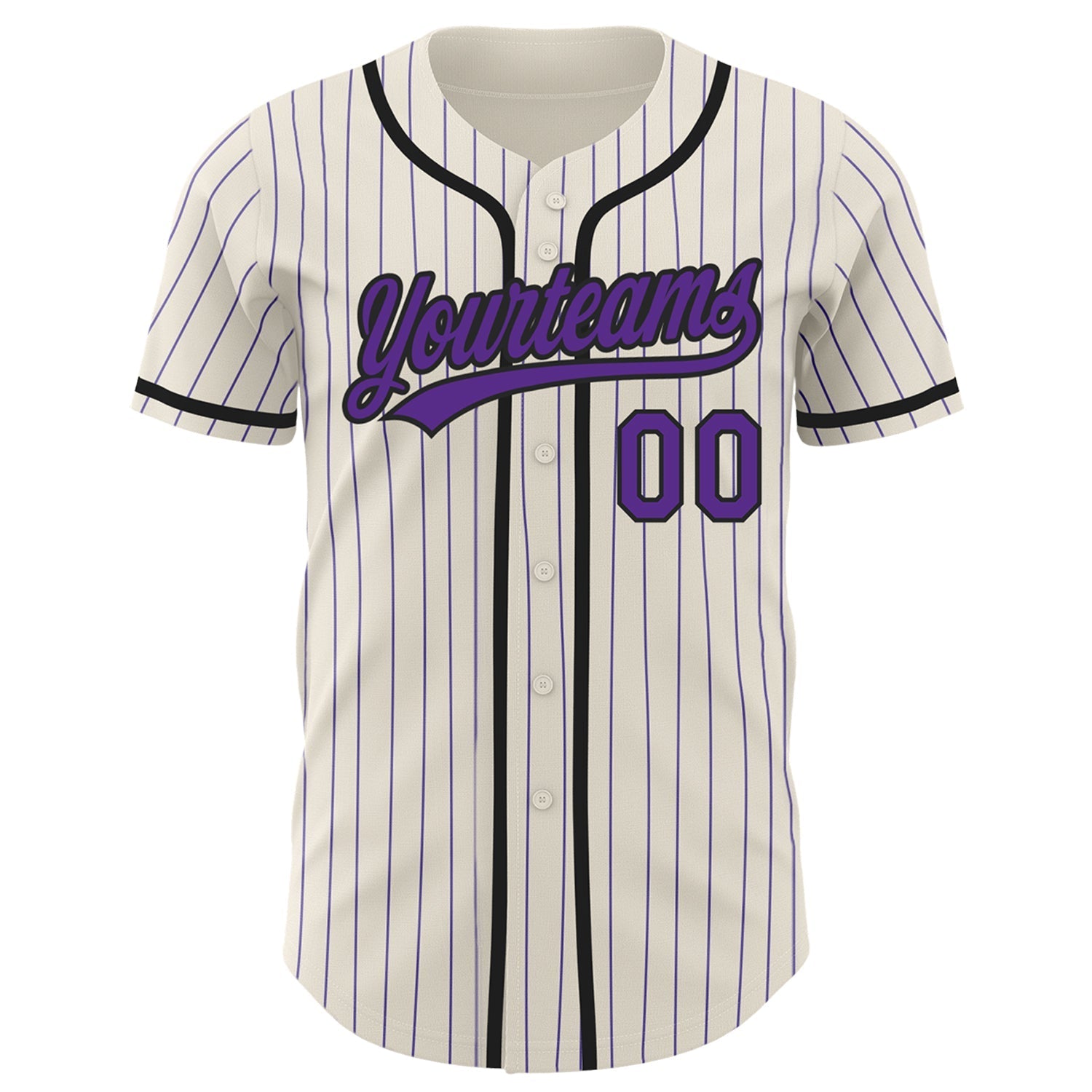 Custom Cream Purple Pinstripe Black Authentic Baseball Jersey baseball jersey product view 2