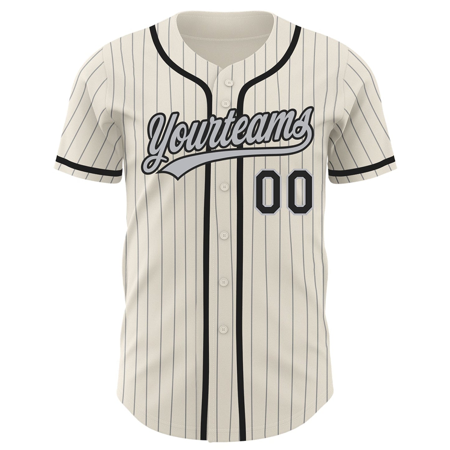 Custom Cream Gray Pinstripe Black Authentic Baseball Jersey baseball jersey product view 2