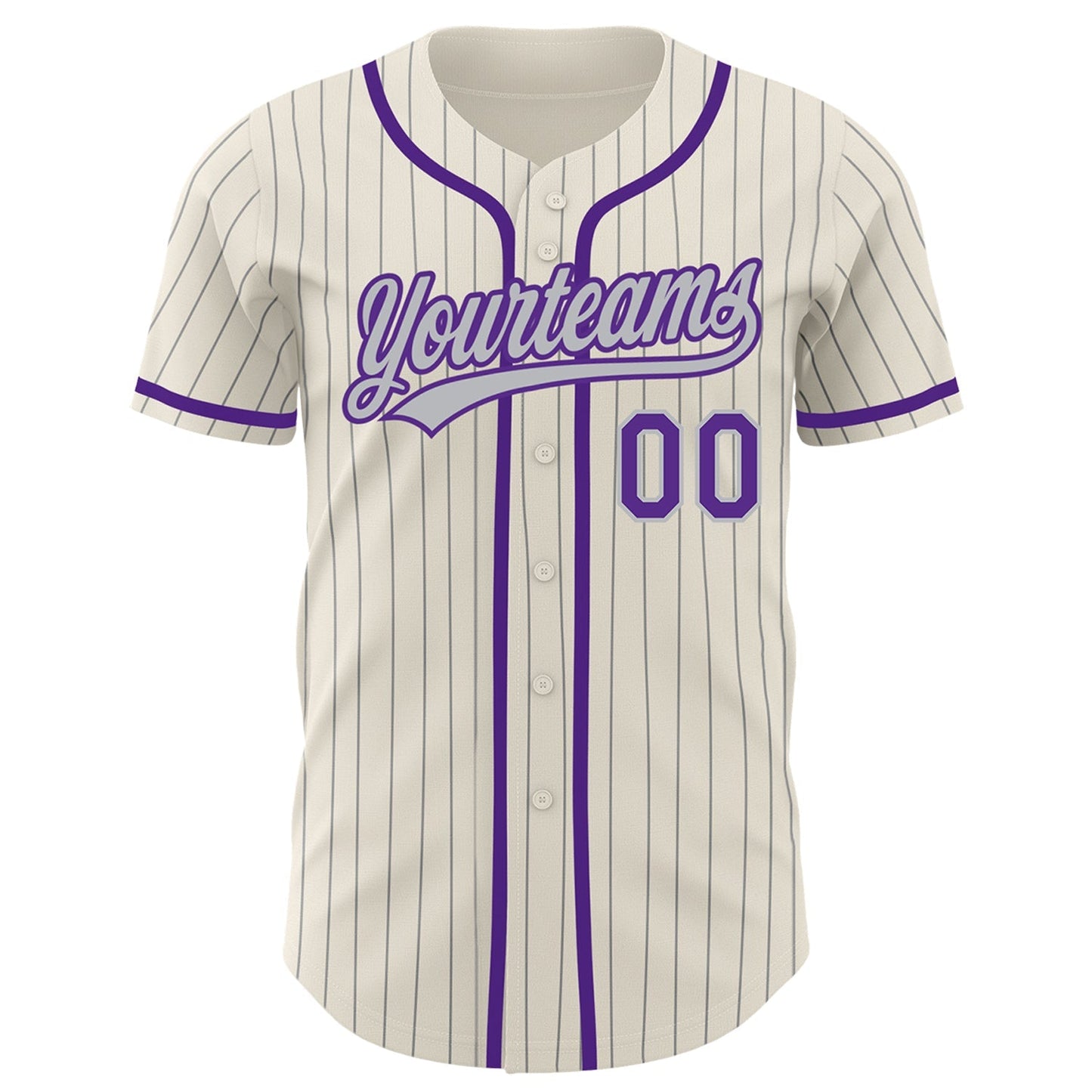 Custom Cream Gray Pinstripe Purple Authentic Baseball Jersey baseball jersey product view 2