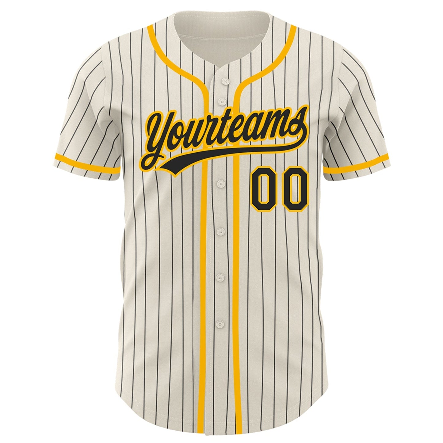 Custom Cream Black Pinstripe Gold Authentic Baseball Jersey baseball jersey product view 2