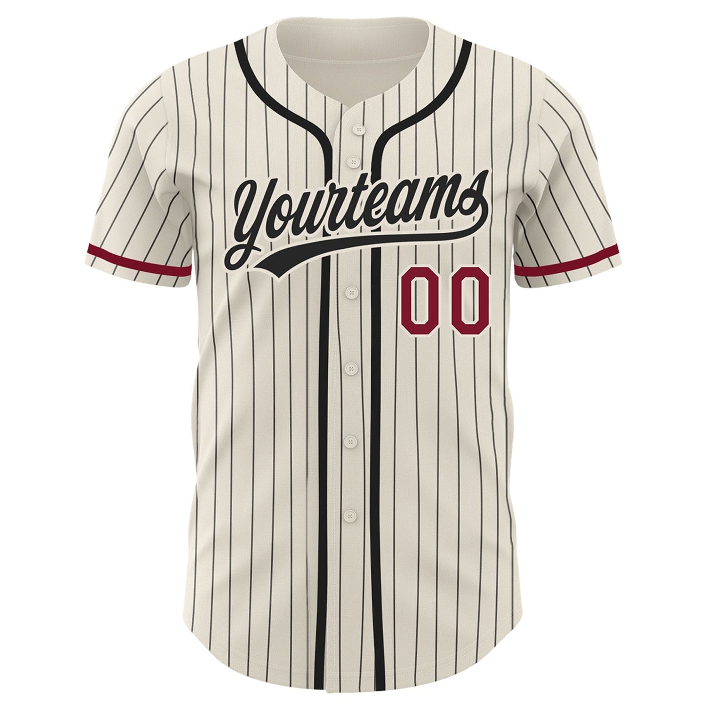 Custom Cream Black Pinstripe Crimson Authentic Baseball Jersey baseball jersey product view 2