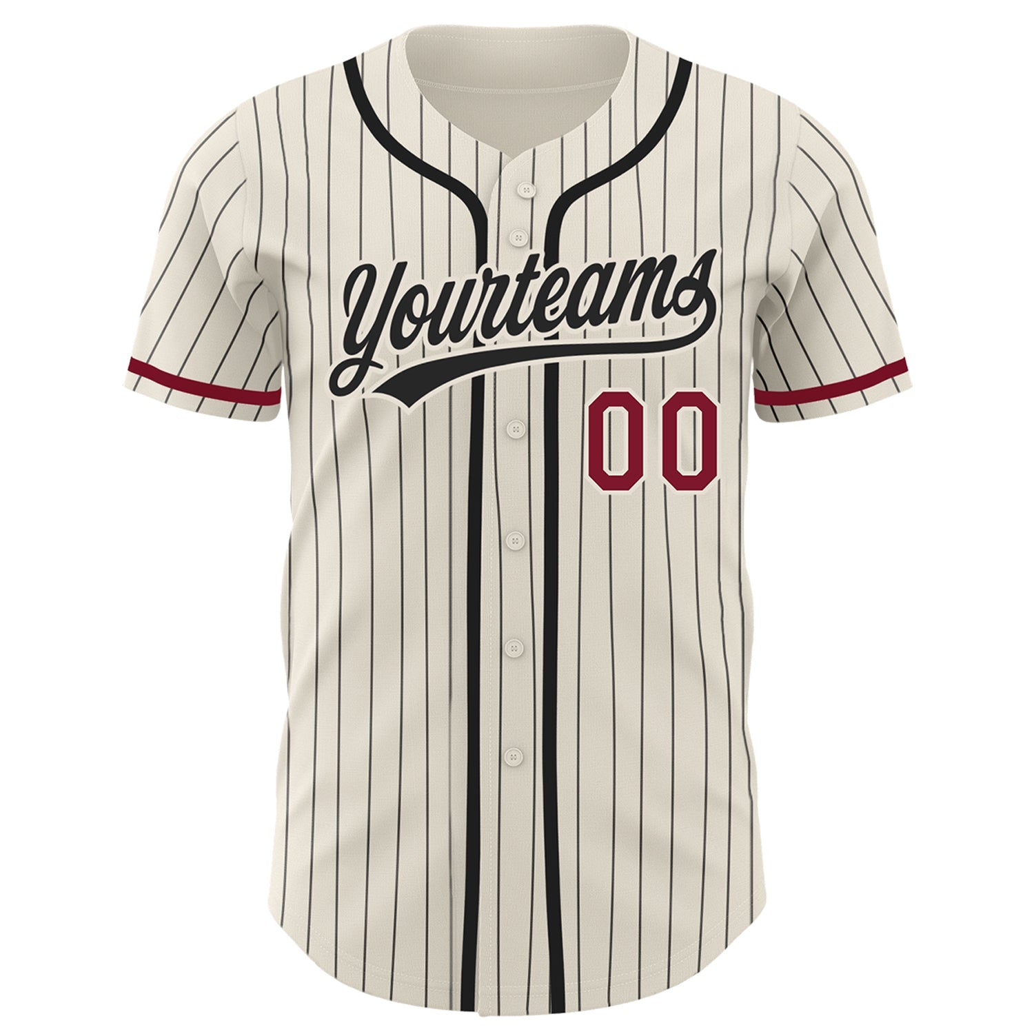Custom Cream Black Pinstripe Crimson Authentic Baseball Jersey baseball jersey product view 2