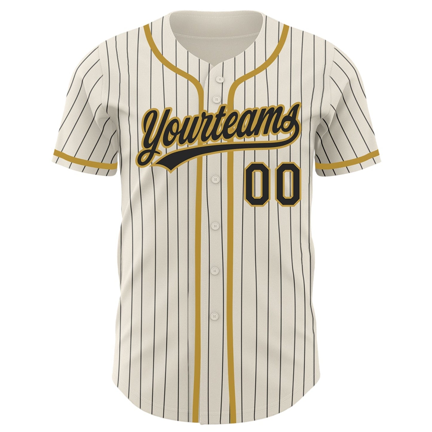 Custom Cream Black Pinstripe Old Gold Authentic Baseball Jersey baseball jersey product view 2