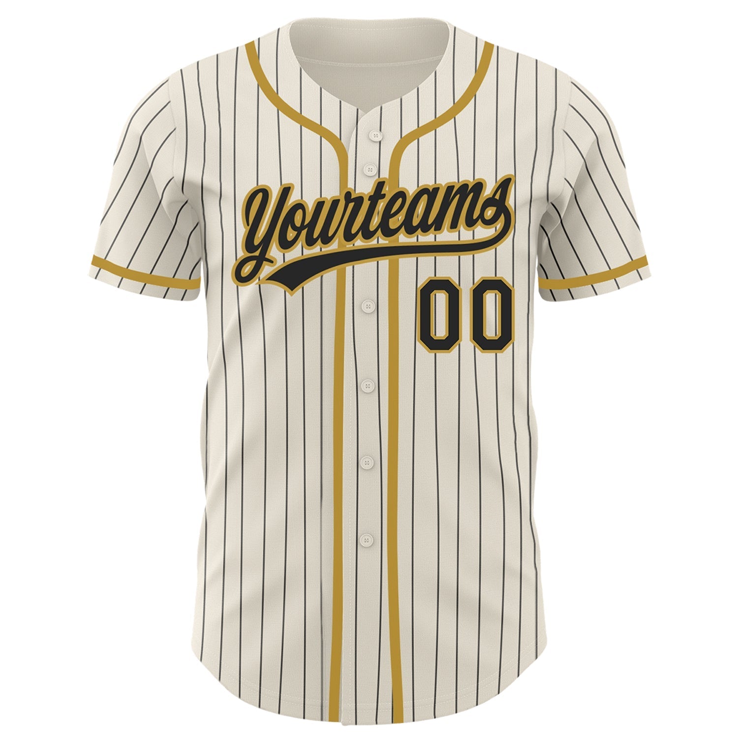 Custom Cream Black Pinstripe Old Gold Authentic Baseball Jersey baseball jersey product view 2