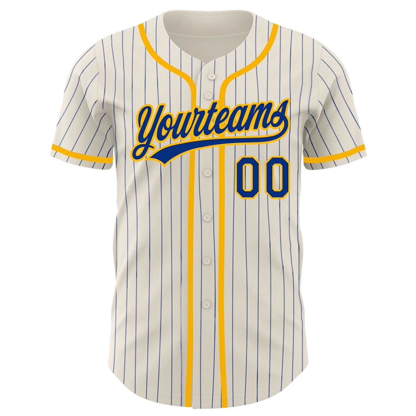 Custom Cream Royal Pinstripe Gold Authentic Baseball Jersey baseball jersey product view 2