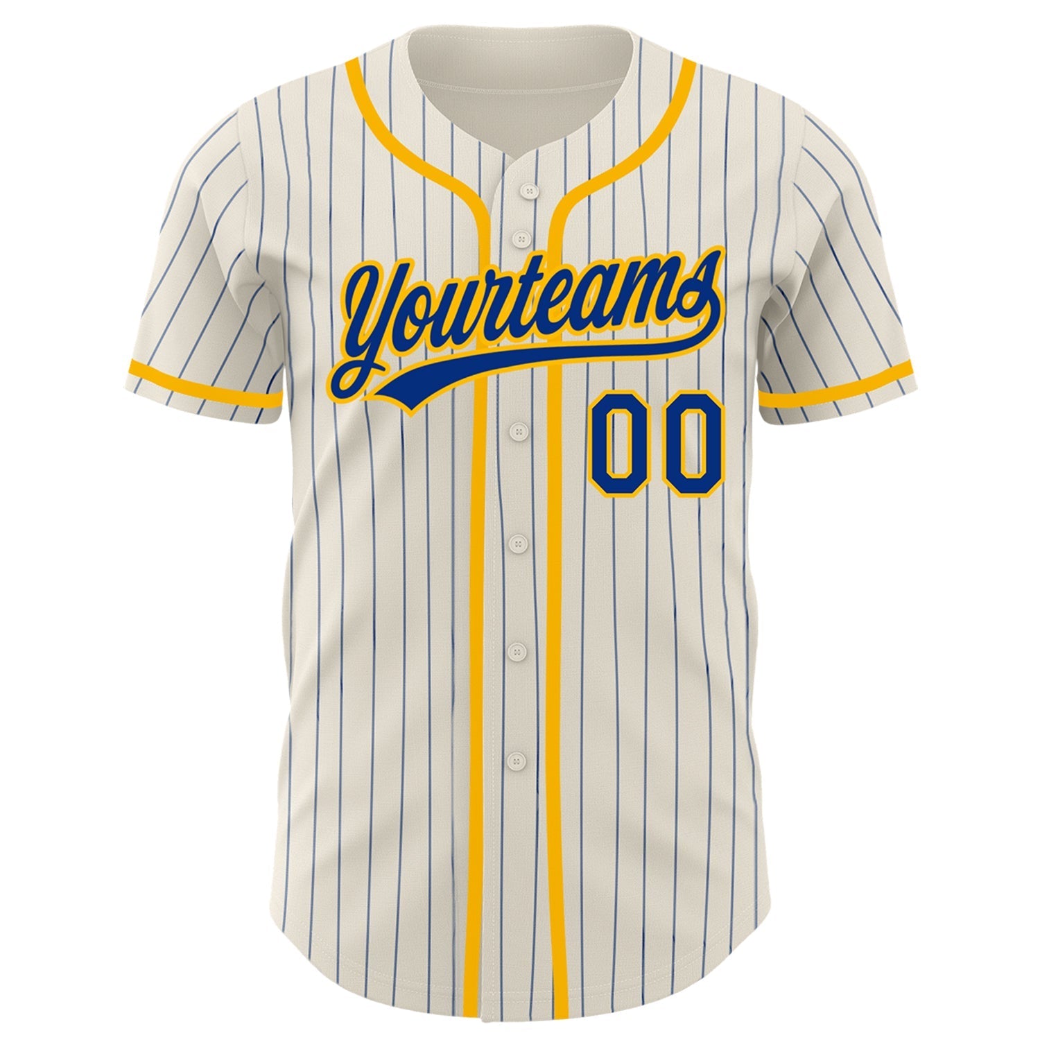 Custom Cream Royal Pinstripe Gold Authentic Baseball Jersey baseball jersey product view 2