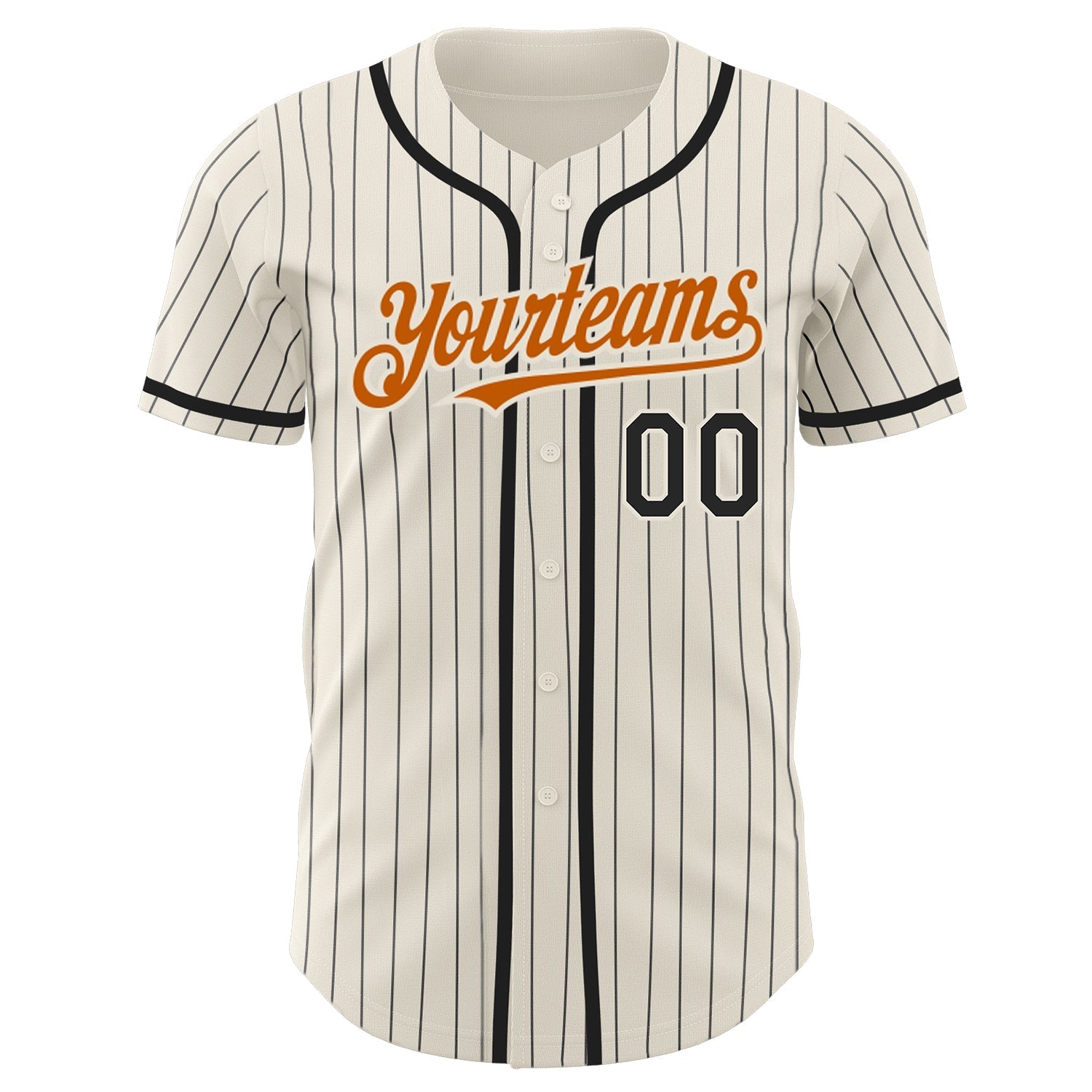 Custom Cream Black Pinstripe Texas Orange Authentic Baseball Jersey baseball jersey product view 2
