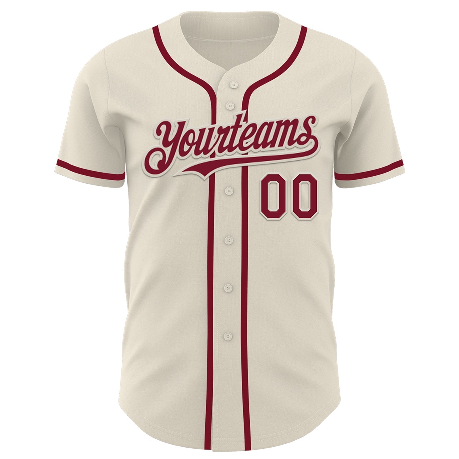 Custom Cream Crimson Authentic Baseball Jersey baseball jersey product view 2