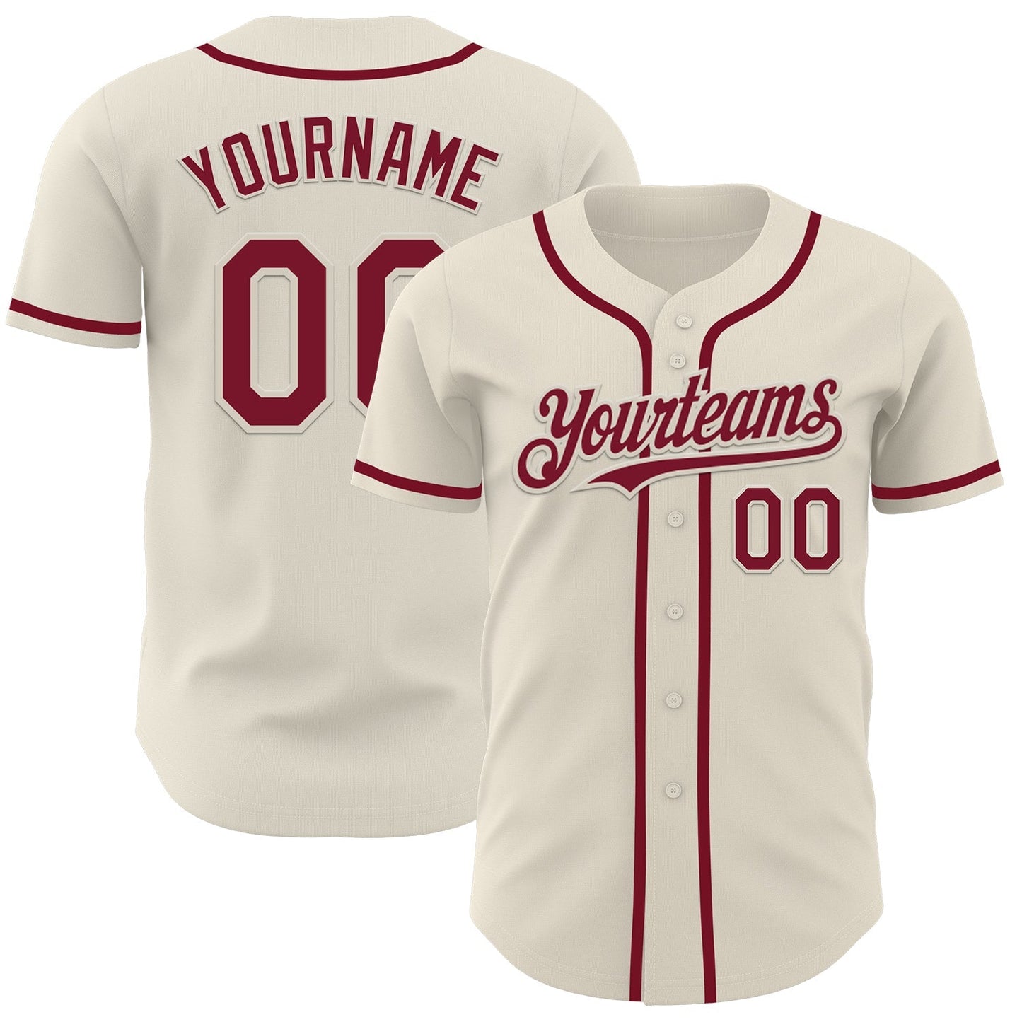Custom Cream Crimson Authentic Baseball Jersey baseball jersey product view 1