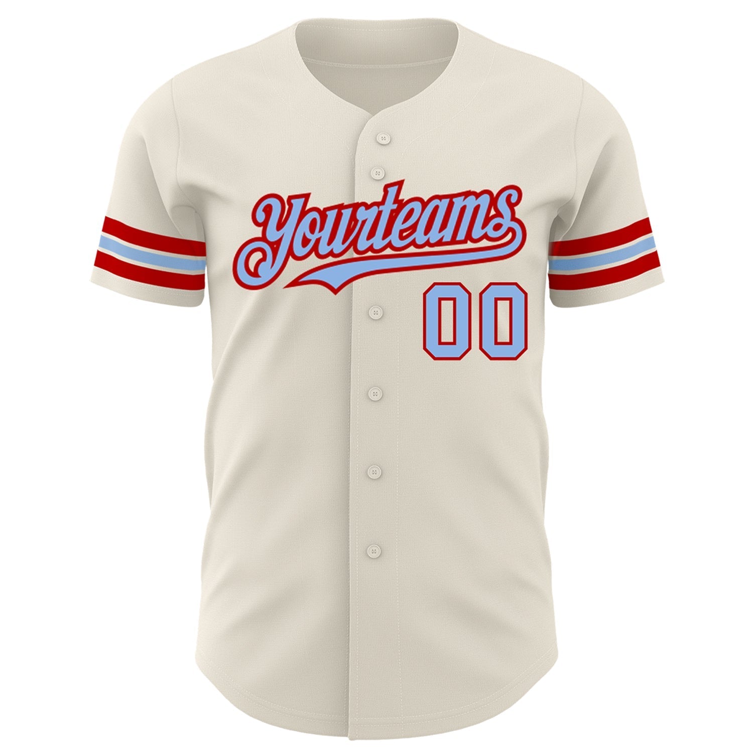 Custom Cream Light Blue-Red Authentic Baseball Jersey baseball jersey product view 2