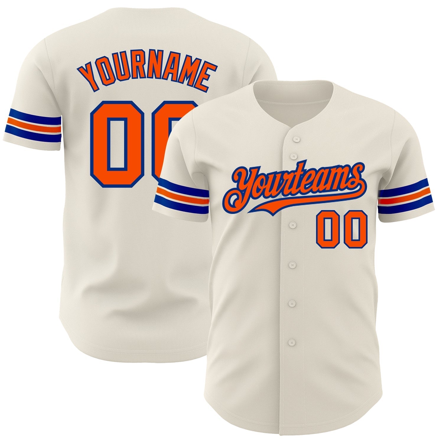 Custom Cream Orange-Royal Authentic Baseball Jersey baseball jersey product view 1