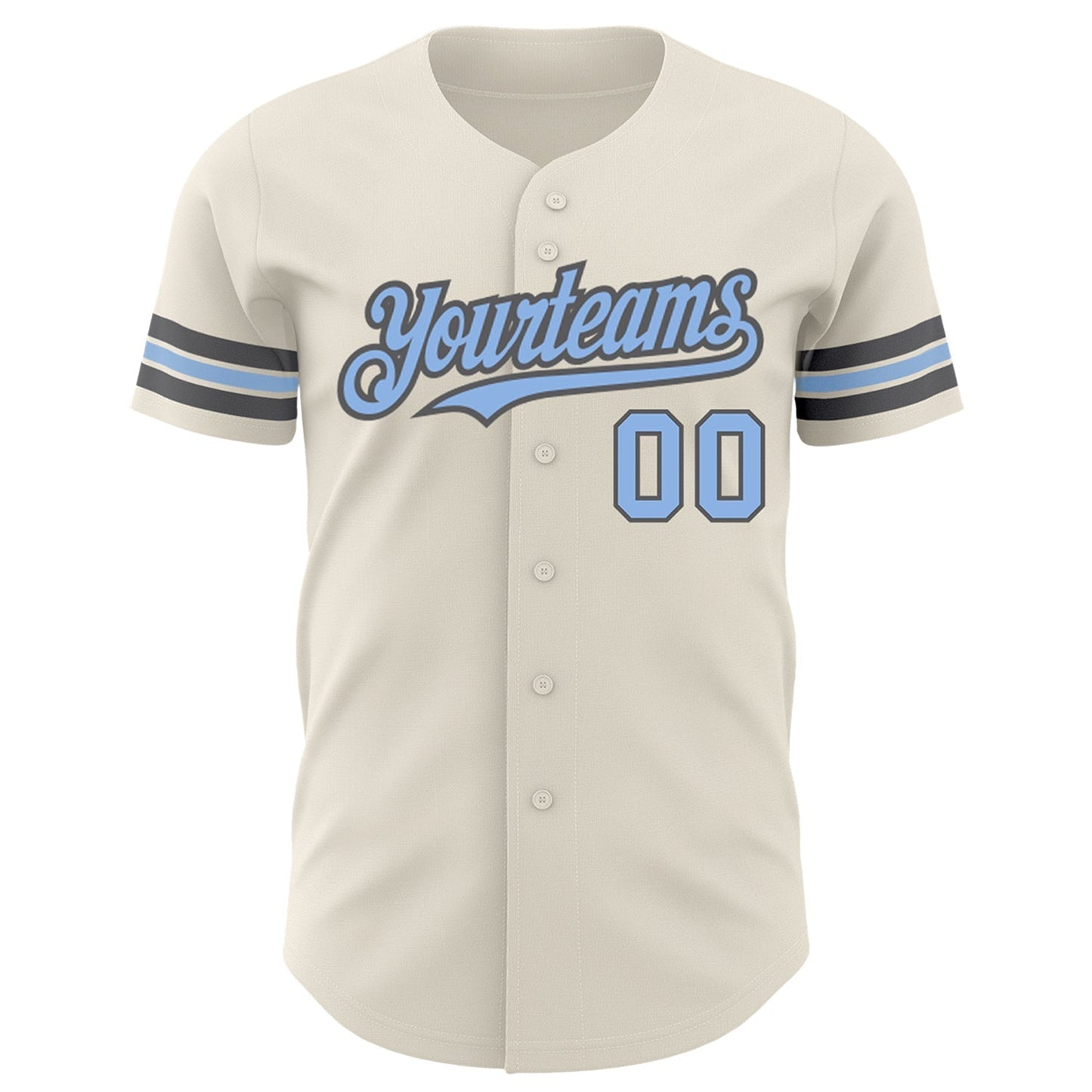 Custom Cream Light Blue-Steel Gray Authentic Baseball Jersey baseball jersey product view 2