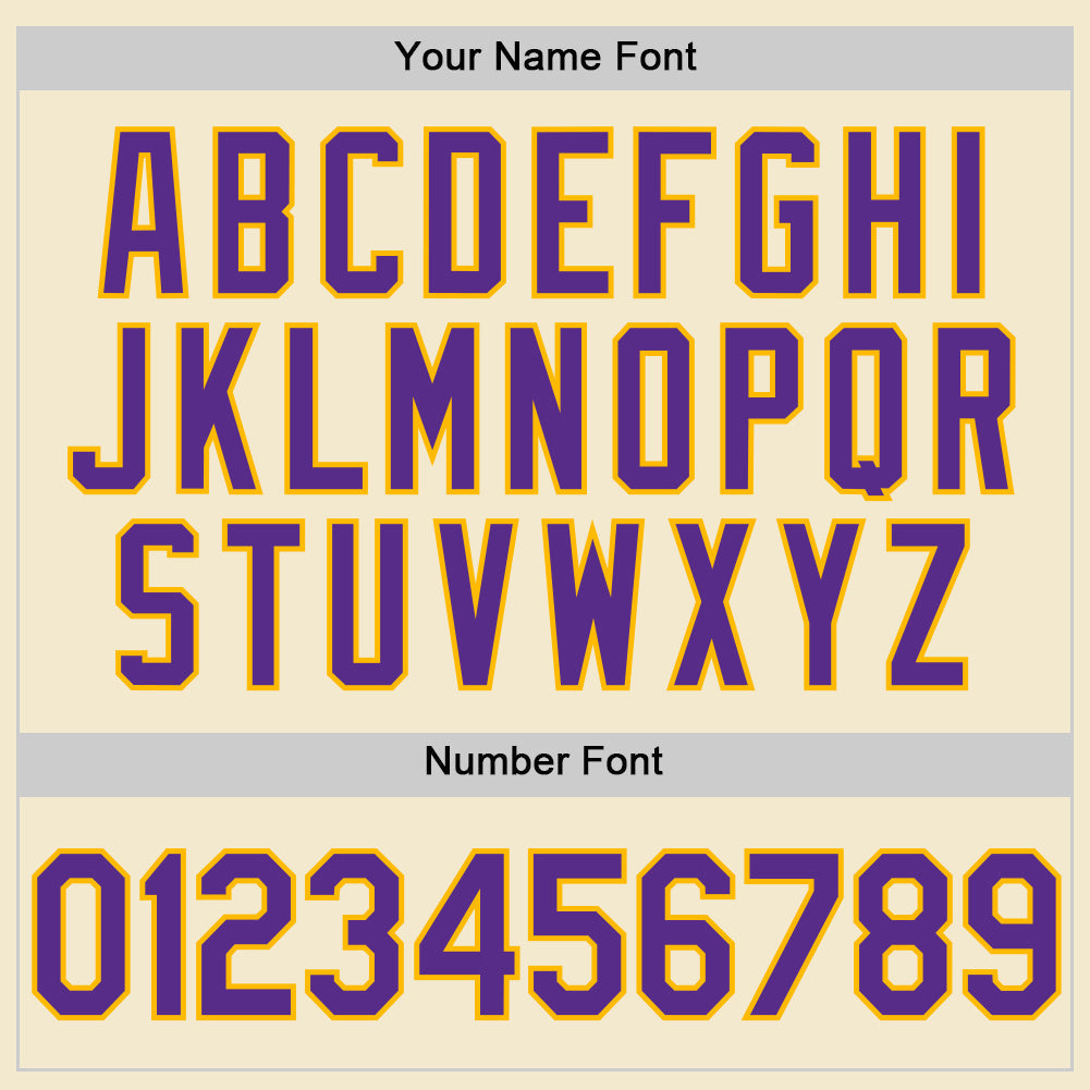 Custom Cream Purple-Gold Authentic Throwback Baseball Jersey baseball jersey product view 5