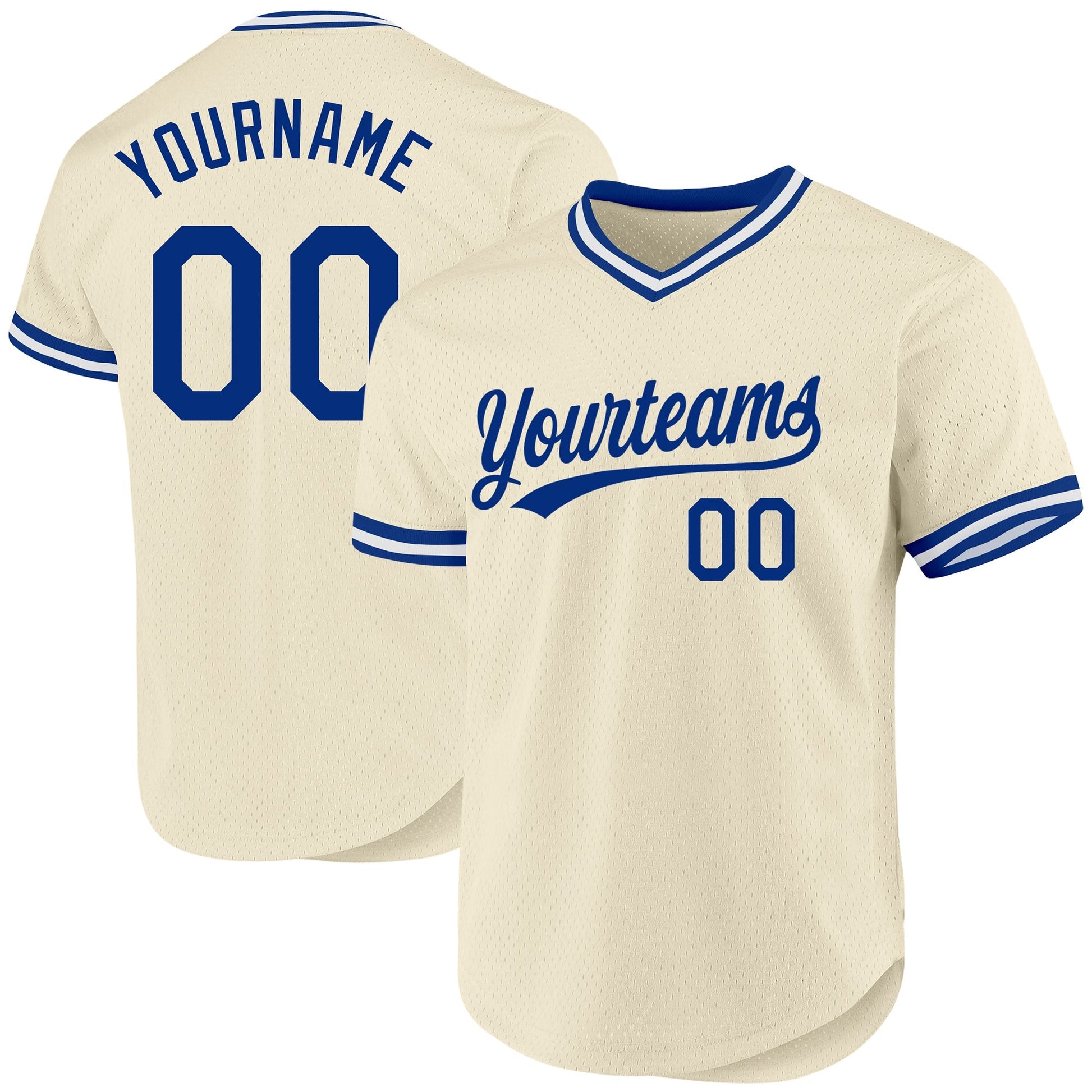 Custom Cream Royal-White Authentic Throwback Baseball Jersey baseball jersey product view 1