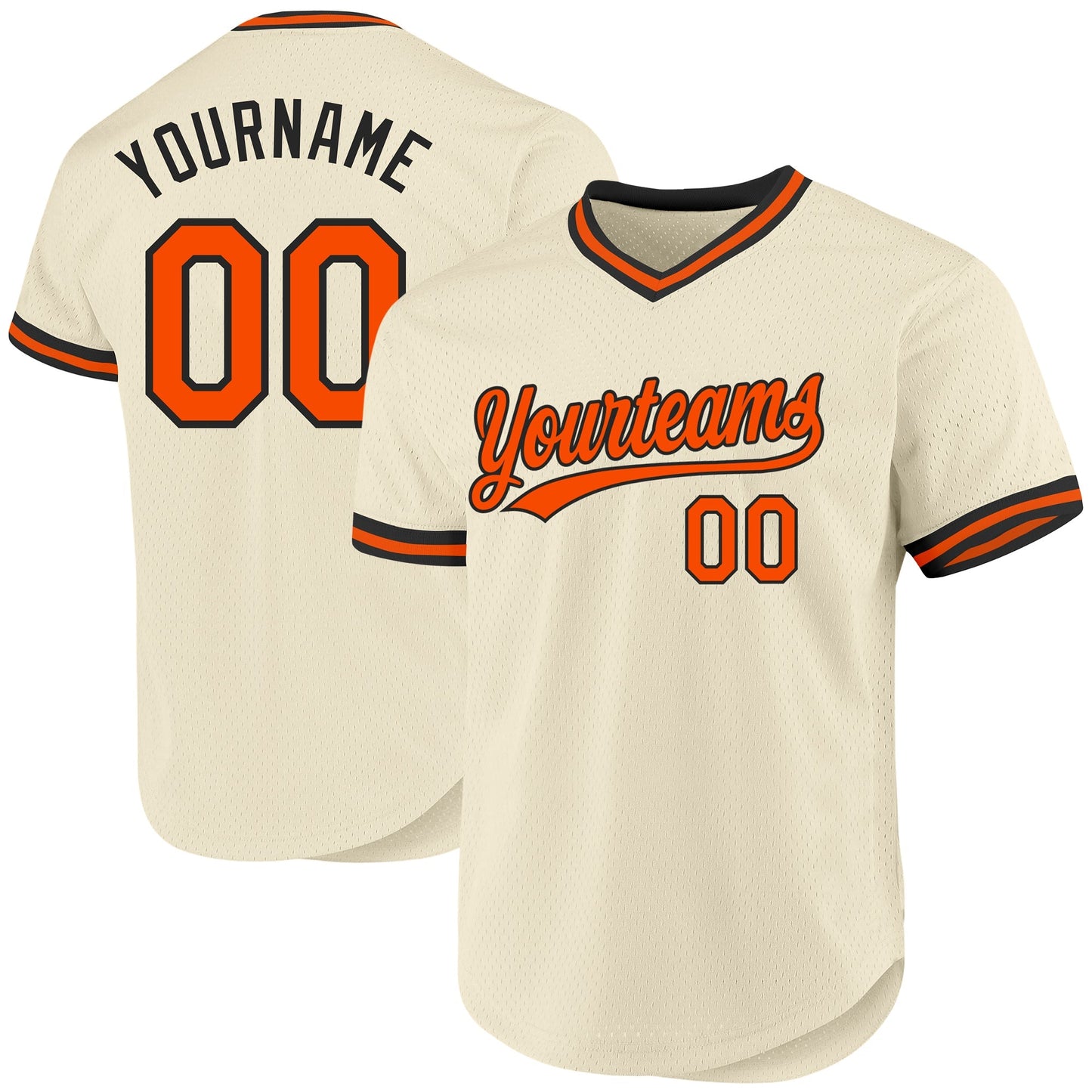Custom Cream Orange-Black Authentic Throwback Baseball Jersey baseball jersey product view 1