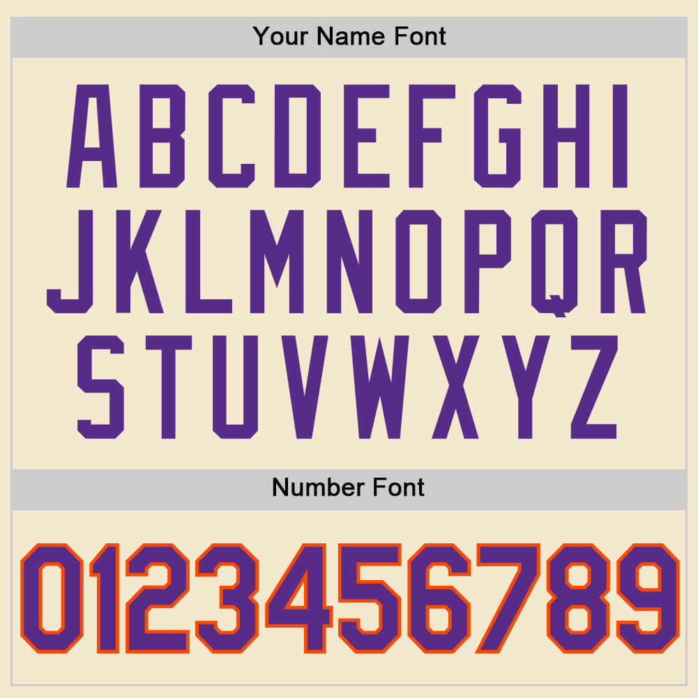 Custom Cream Purple-Orange Authentic Throwback Baseball Jersey baseball jersey product view 5
