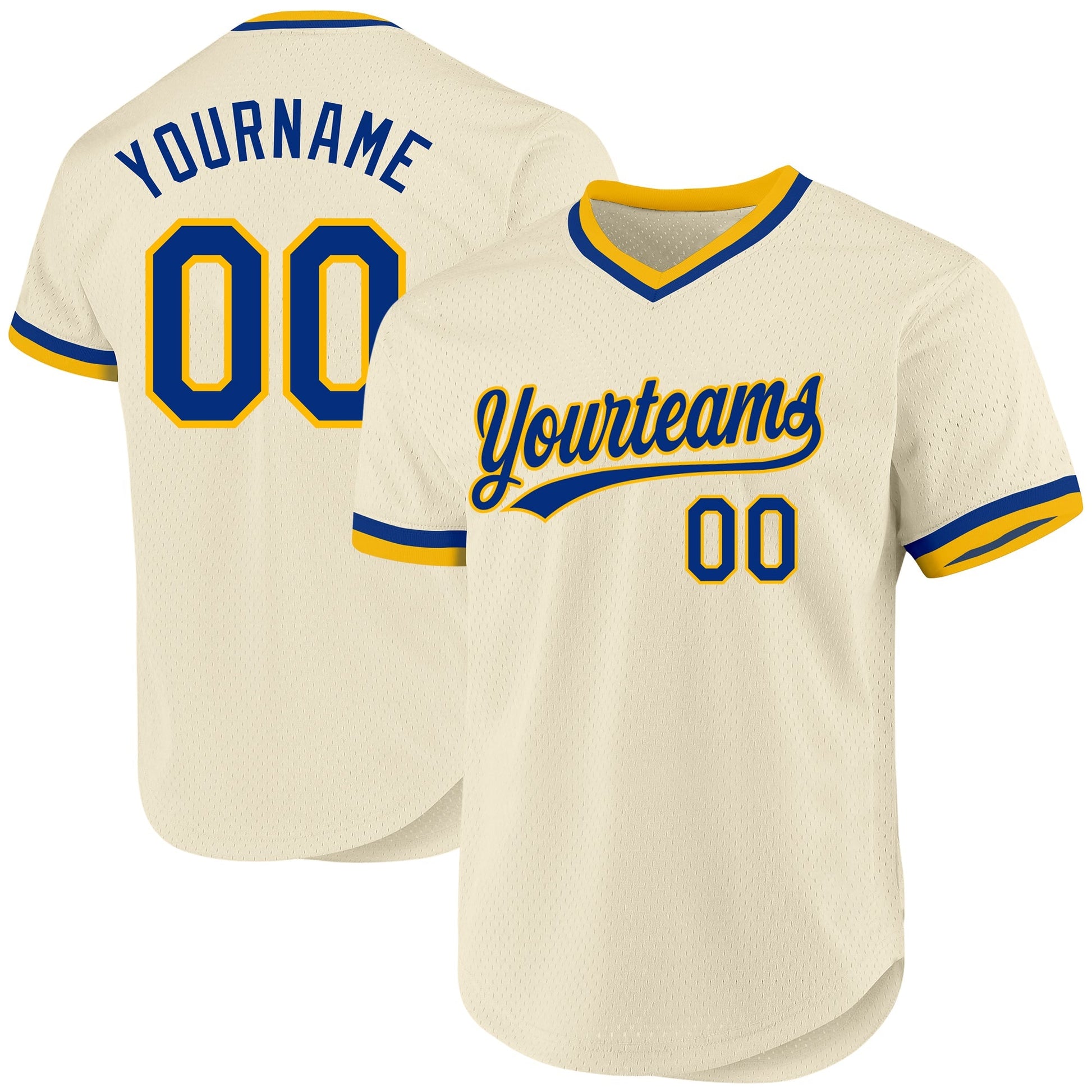 Custom Cream Royal-Gold Authentic Throwback Baseball Jersey baseball jersey product view 1