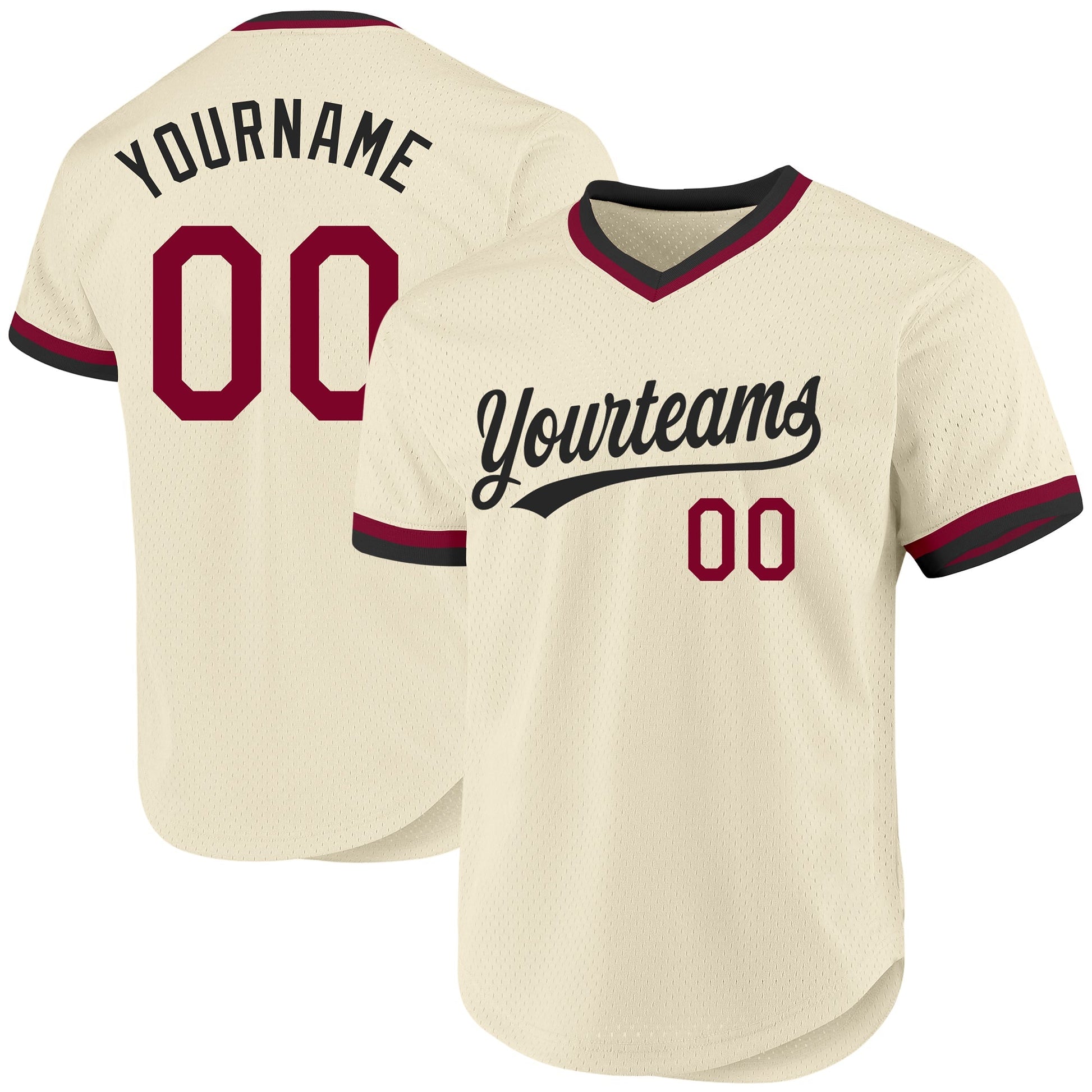 Custom Cream Maroon-Black Authentic Throwback Baseball Jersey baseball jersey product view 1
