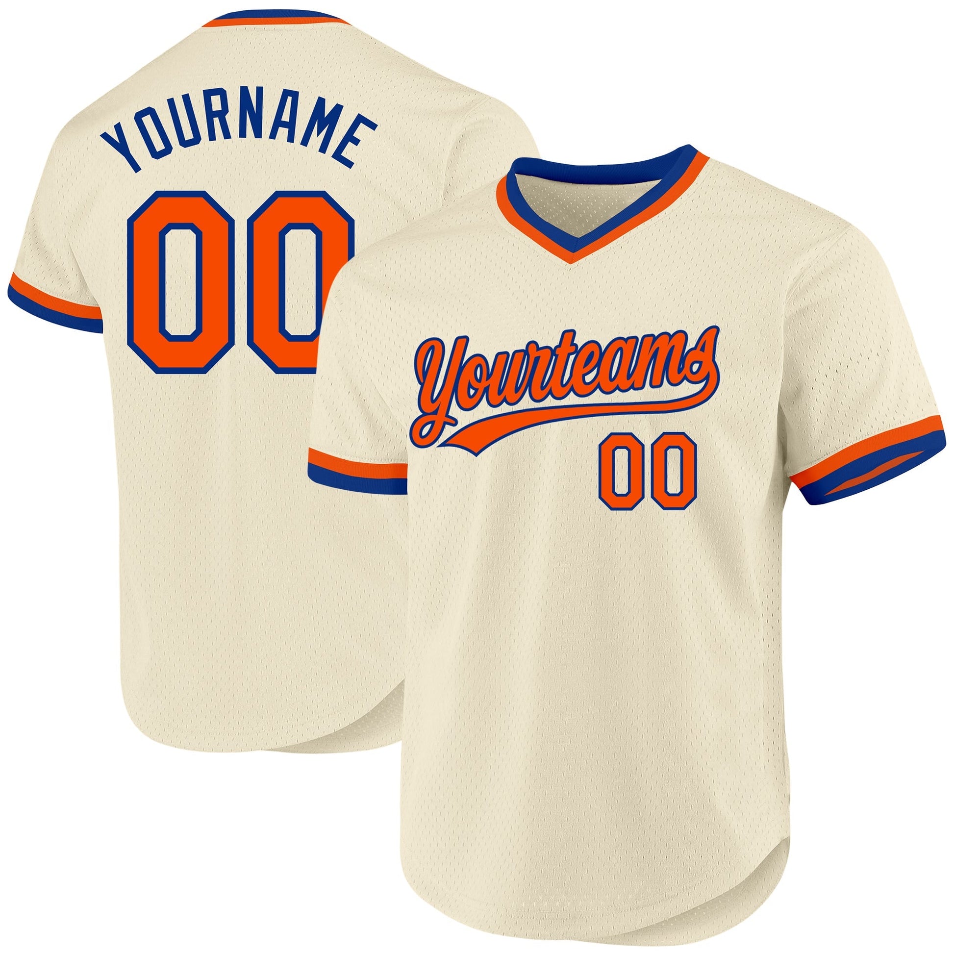 Custom Cream Orange-Royal Authentic Throwback Baseball Jersey baseball jersey product view 1