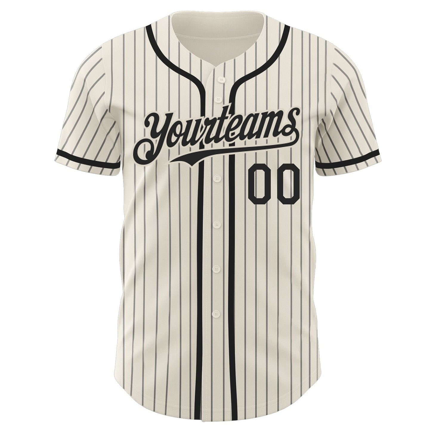 Custom Cream Black Pinstripe Black Authentic Baseball Jersey baseball jersey product view 2