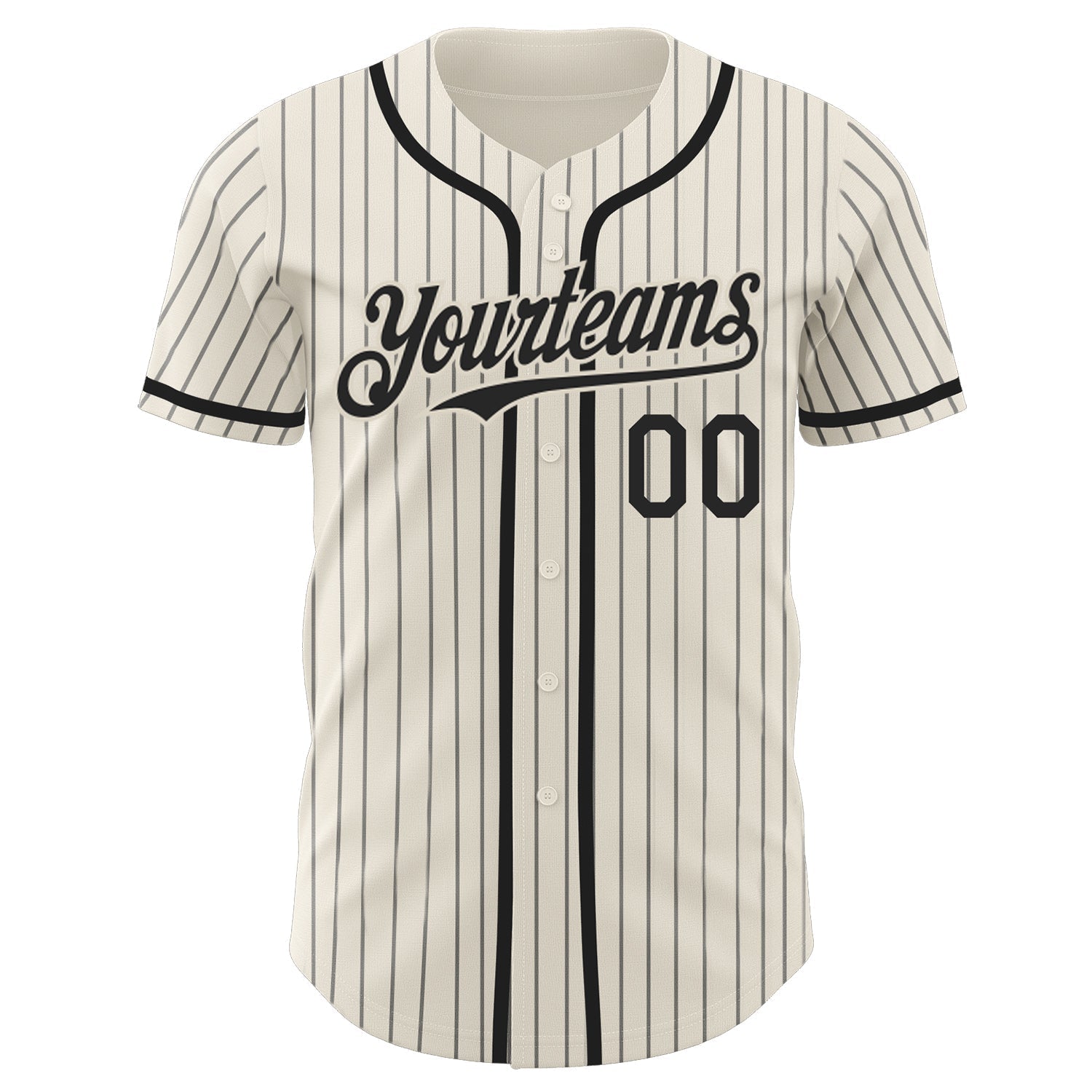 Custom Cream Black Pinstripe Black Authentic Baseball Jersey baseball jersey product view 2